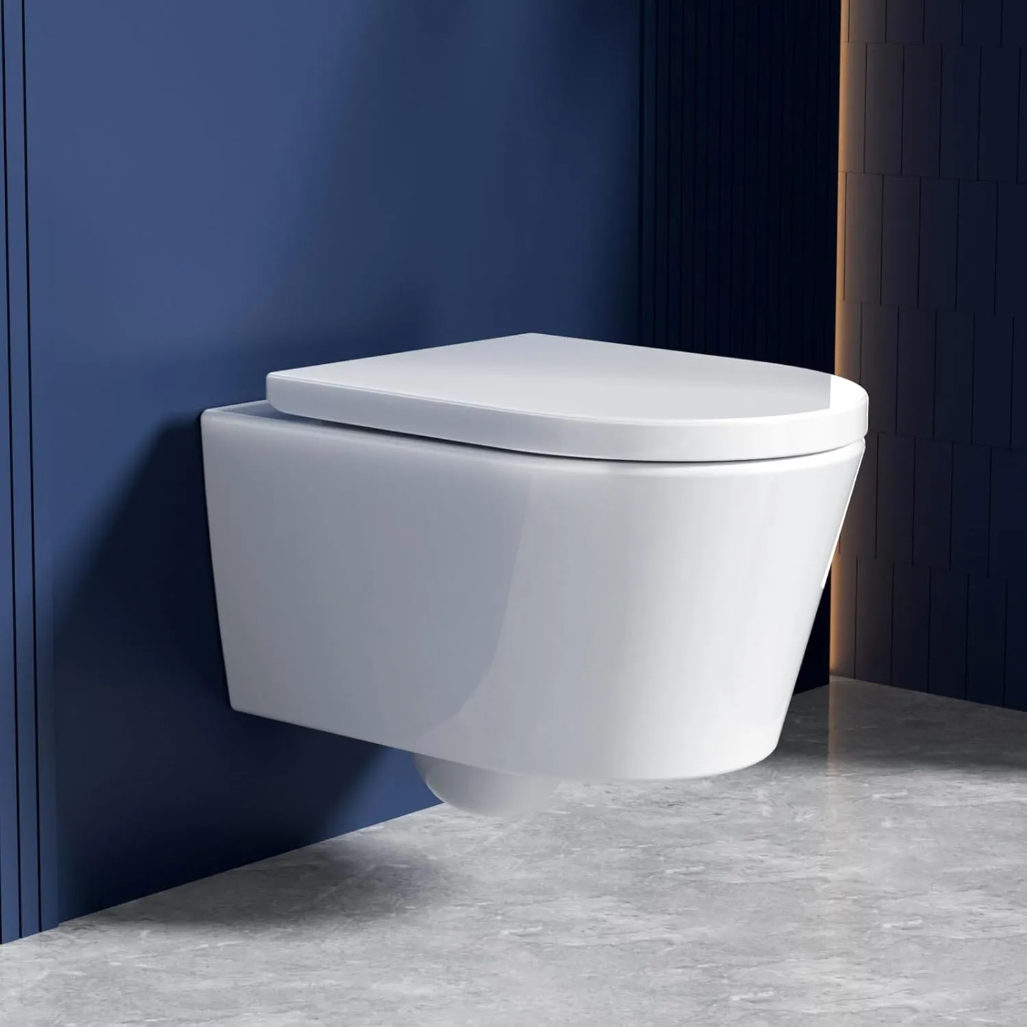 Rainsworth Hänge WC Spülrandlos Tiefspülung Toilette, Weiß 48.5cm lang