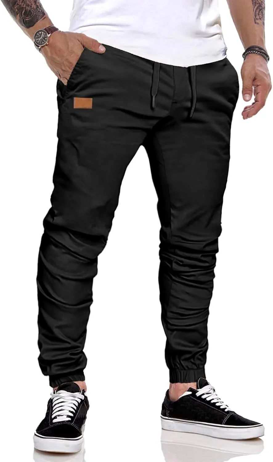 JMIERR Hose Herren Chino Cargo Hose Jogginghose Herren Baumwolle Sporthose Casual Freizeithose Elastische Taille mit Ko…