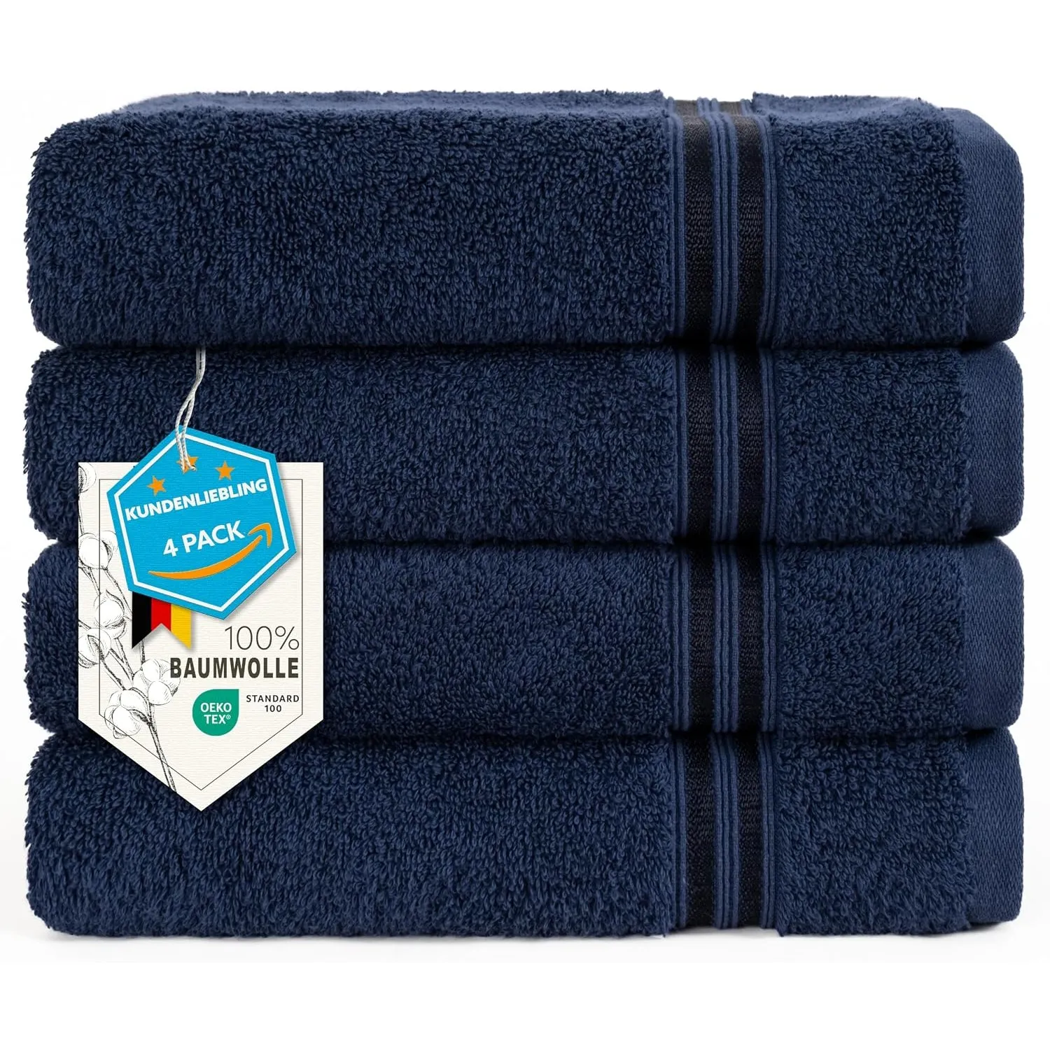Hammetex Handtücher 4er Set 50x100 cm, 100% Baumwolle Frottee