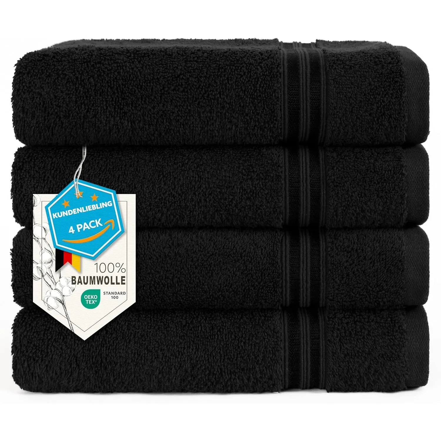 Hammetex Handtücher 4er Set 50x100 cm, 100% Baumwolle Frottee