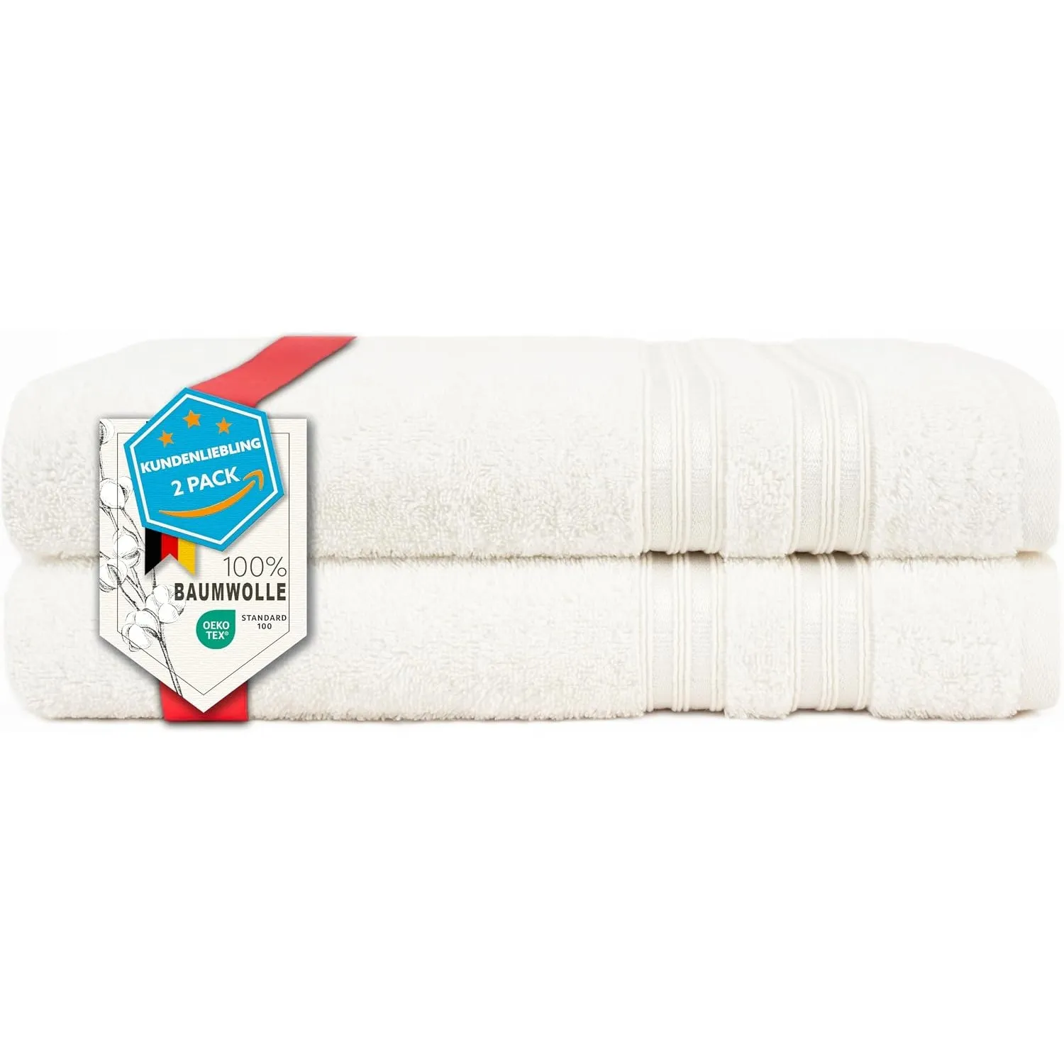 Hammetex Badetücher 2er Set 70x140 cm, Duschtuch, 100% Baumwolle Frottee