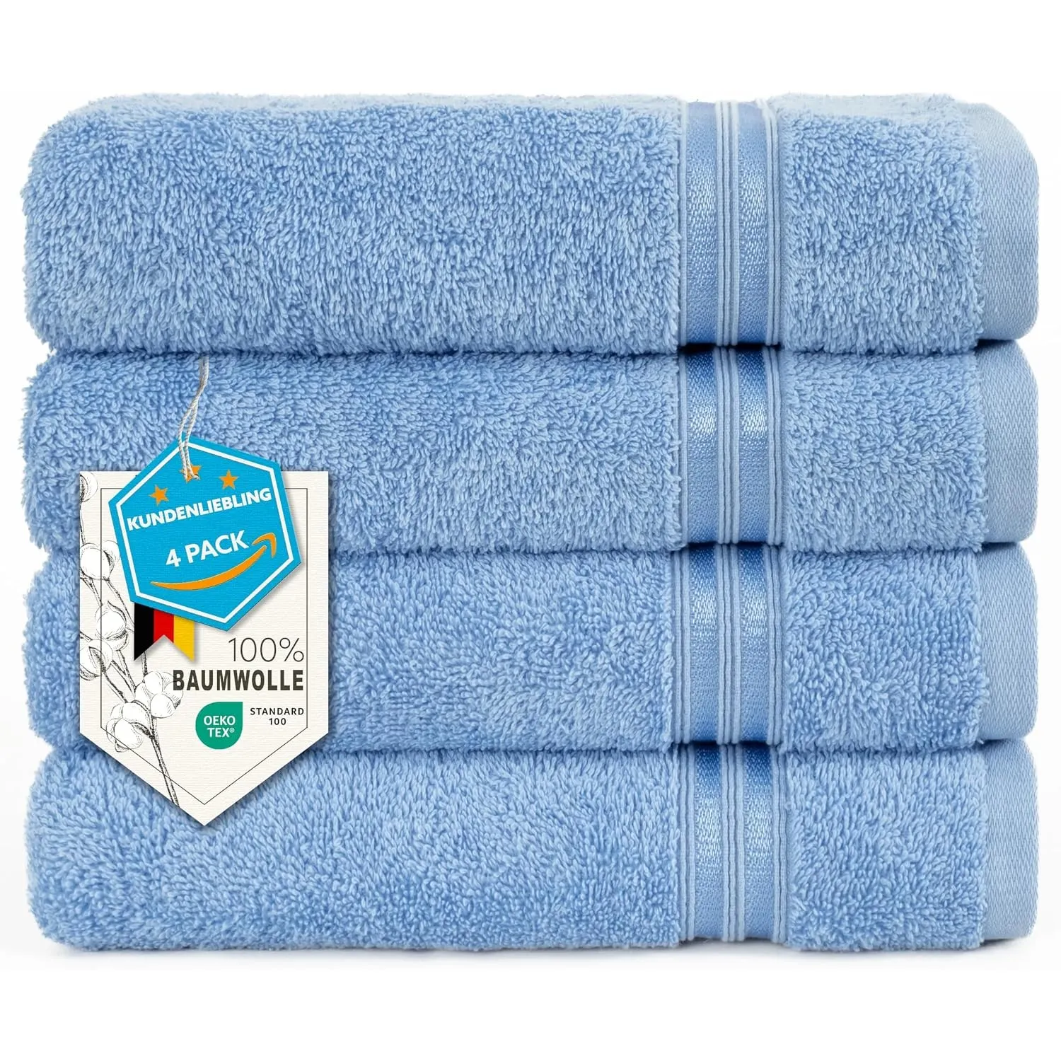 Hammetex Handtücher 4er Set 50x100 cm, 100% Baumwolle Frottee