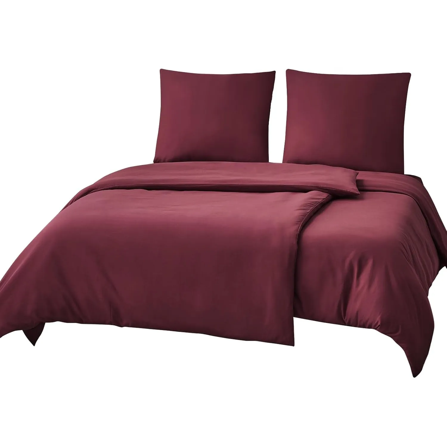 RUIKASI Bettwäsche 135x200 Rot 4teilig - Burgundy Mikrofaser Bettwäsche-Sets OEKO-TEX, 2 Bettbezüge 135x200cm + 2 Kisse…