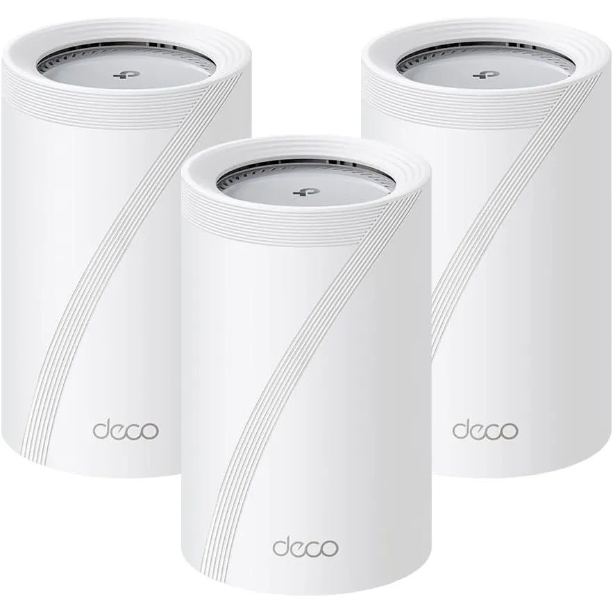 TP-Link Deco BE65 Pro Wi-Fi 7 Mesh WLAN Set(3er-Pack), Tri-Band BE9300 Router & Repeater, 2 × 5G-Port + 1 × 2,5G-Port p…