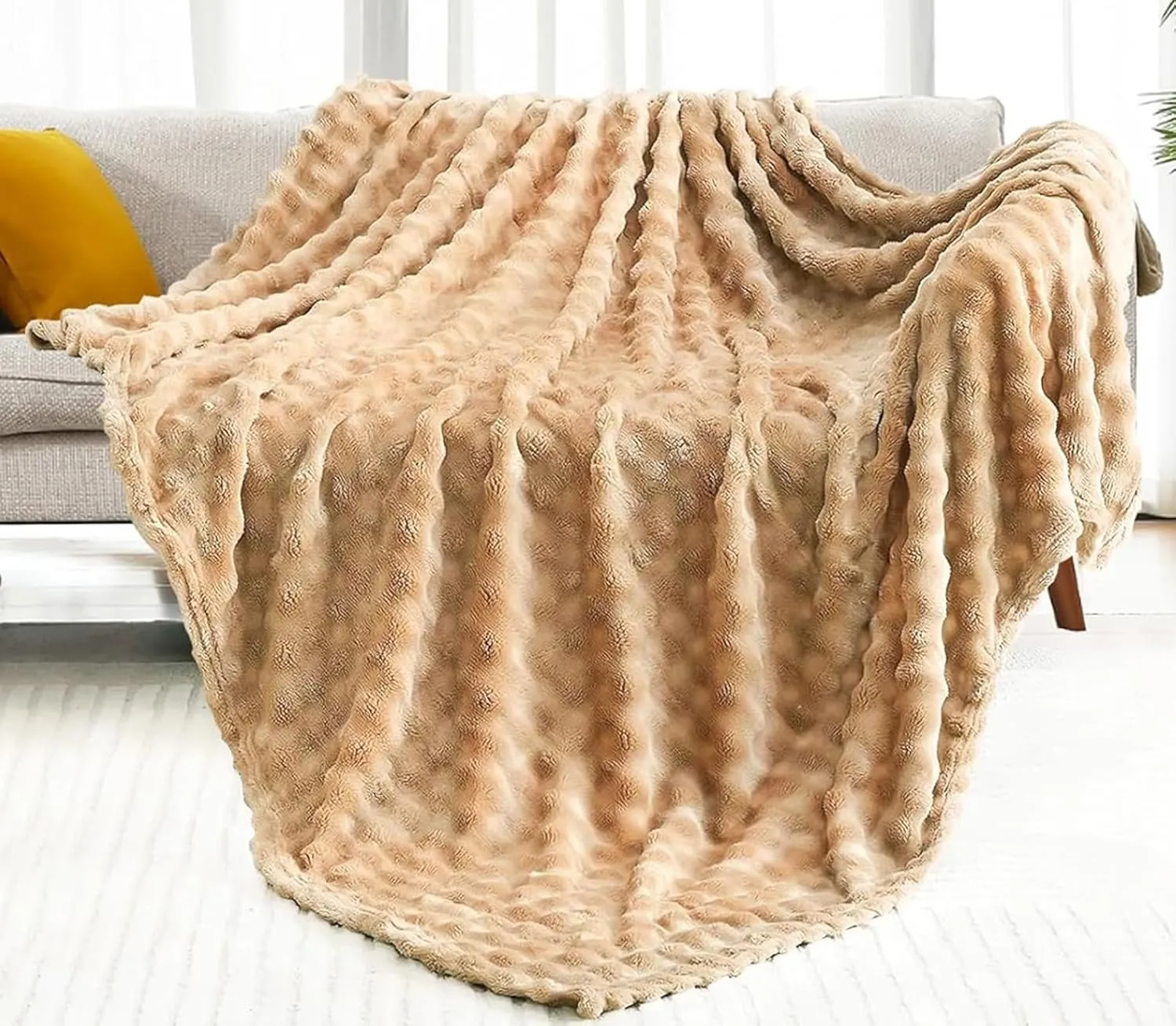 KOIUEYW Weiche Kuscheldecke Kaffeefarbe, Dicke Comfort Blanket Fleecedecke Kuschelige Decke, Soft Flausige Wohn- & Kusc…