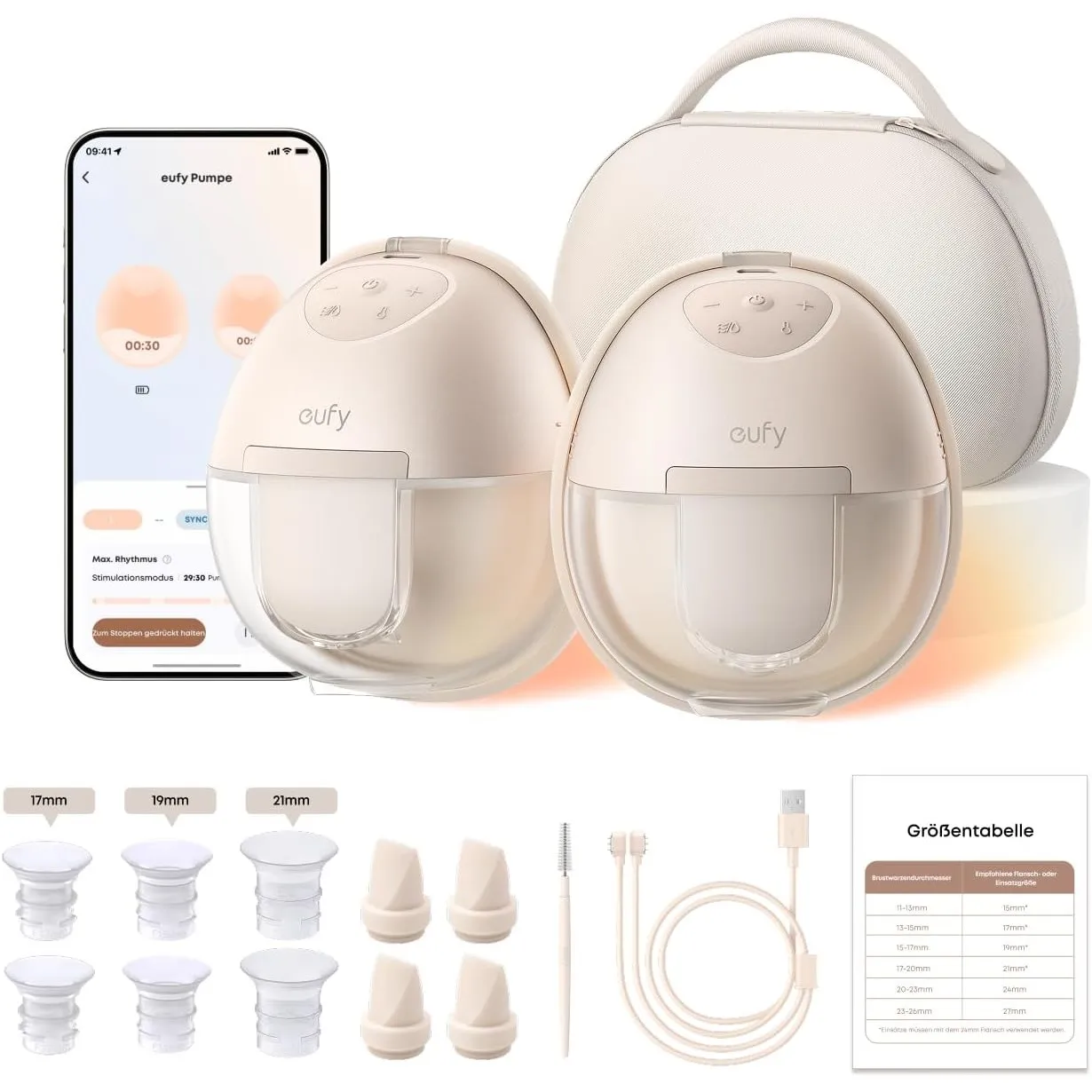 ANKER eufy Milchpumpe mit Wärmefunktion S1 Pro, kabelloses Ladecase