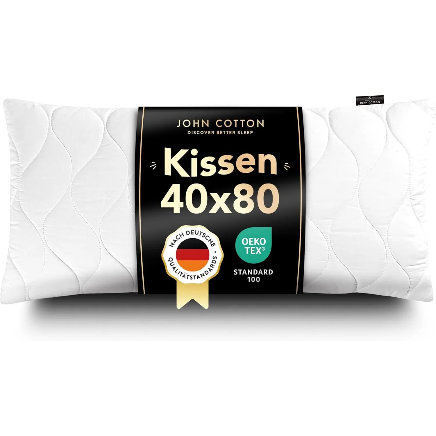 John Cotton Kopfkissen 40x80 cm – Hotel-Luxus-Stepp-Kissen für Nackenschmerzen, Verstellbares Kissen mit Reißverschluss…