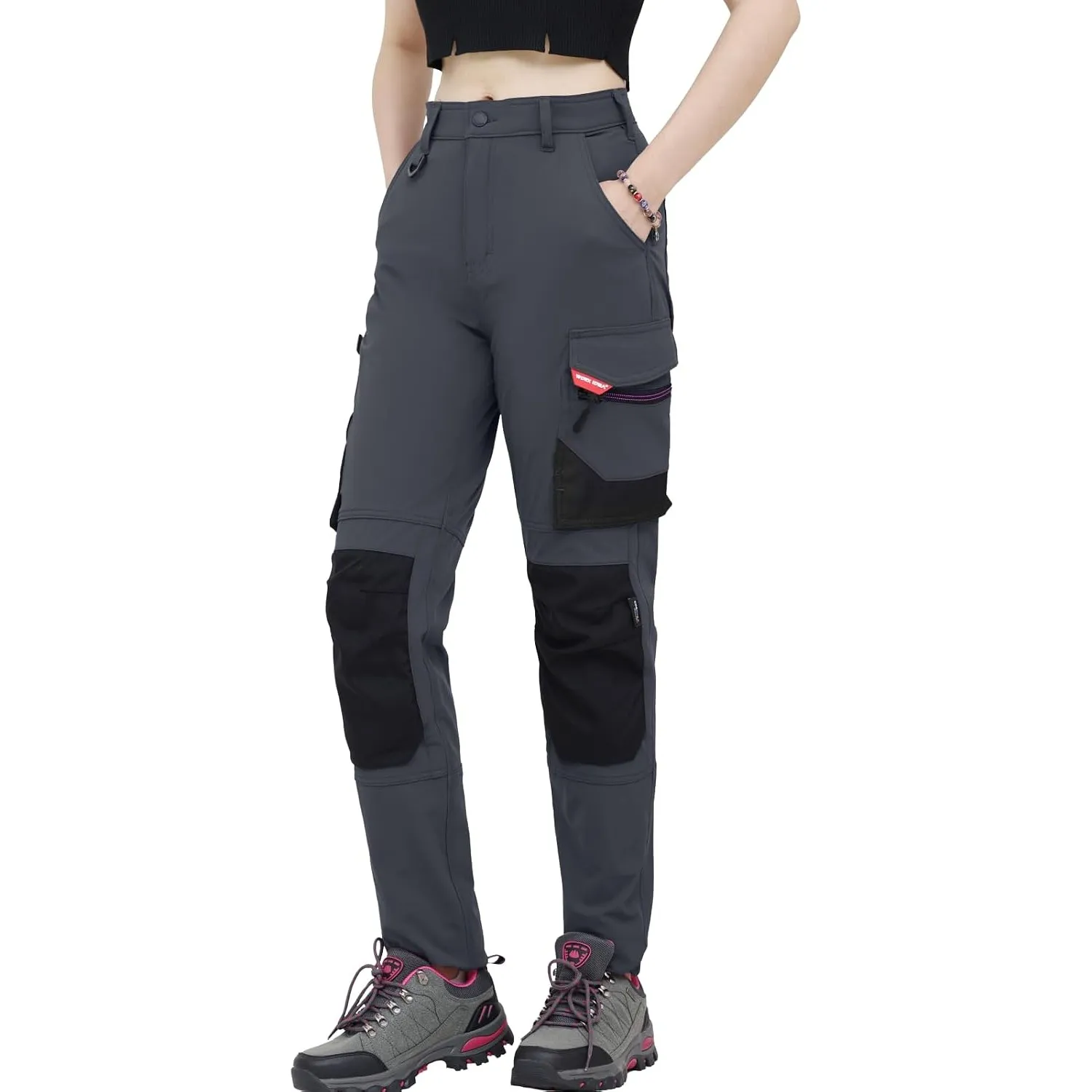 WORK IDEA Damen Slim-Fit Stretch Arbeitshose: Kritische Stoffbereiche aus Cordura – strapazierfähige Eleganz für vielfä…