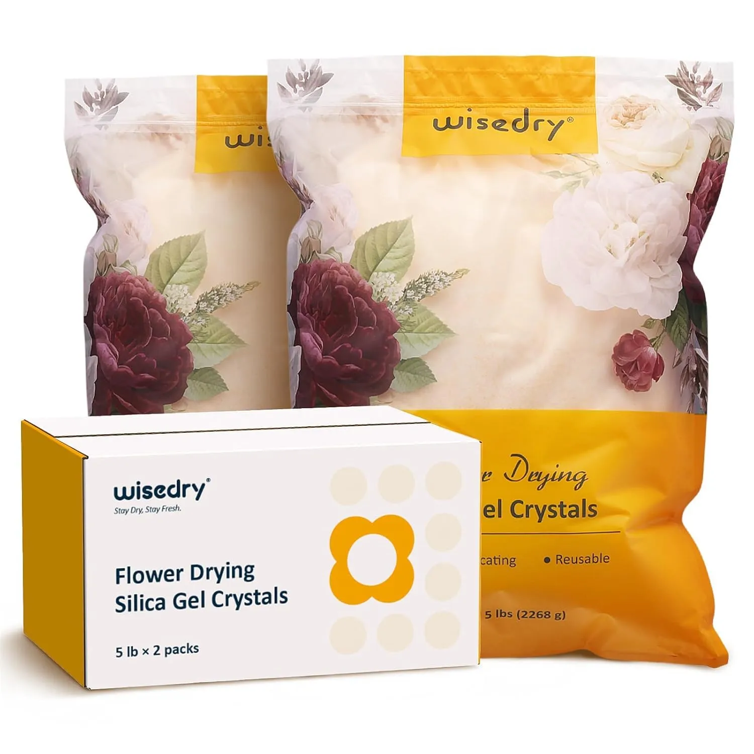 Wisedry Silica Gel Blumen Trocknen 10 LBS (4,5 kg), Kieselgel Trockenmittel für Trockenblumen, 2 Packungen mit je 2,3 k…