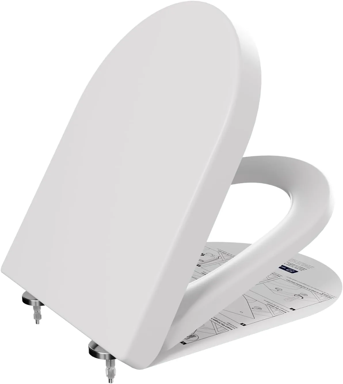ANYCEE Toilettendeckel mit Absenkautomatik 46x36.5 CM, WC Sitz aus Duroplast, Klodeckel mit Antibakterielle, Toilettens…