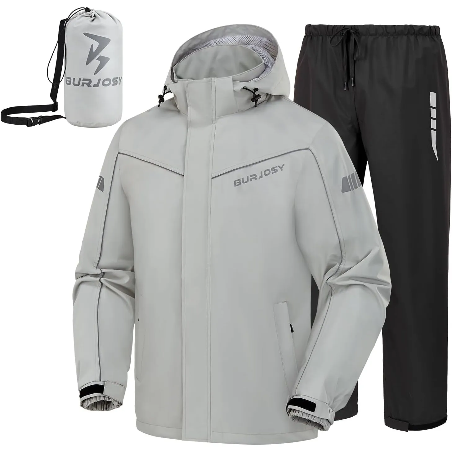 Regenanzug Herren wasserdicht 2-teilig reflektierend und packbar | TPU-Laminat, Winddicht, Packtasche, Wasserdichter Re…