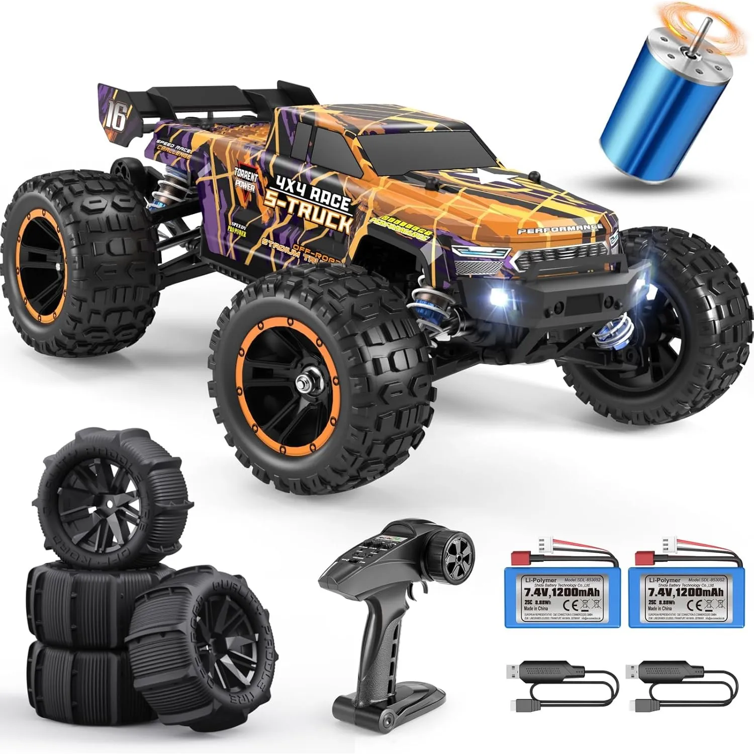 HAIBOXING RC Auto 1/16 Brushless 48 km/h 4WD Offroad Paddle Reifen Geschenk