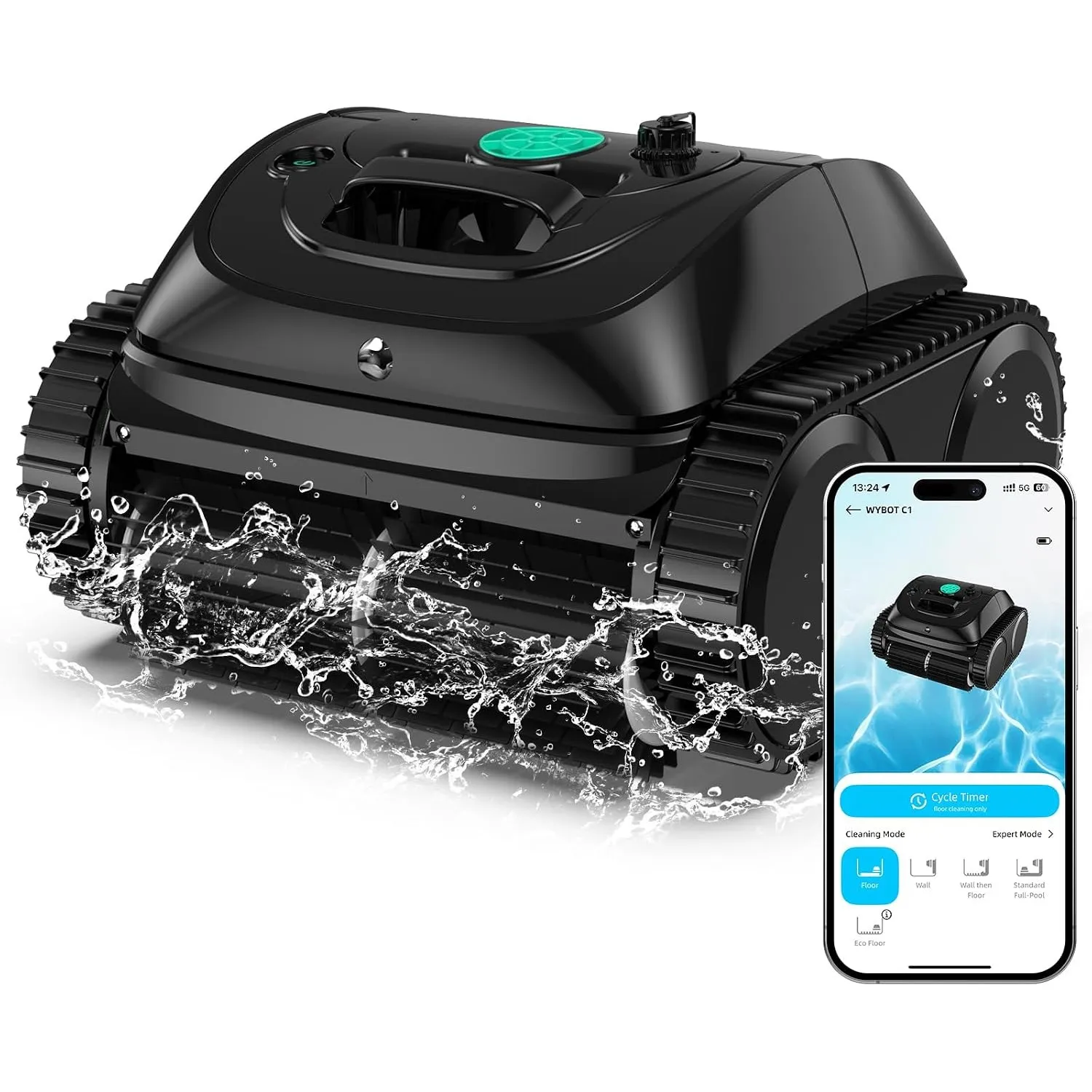 WYBOT C1 Poolroboter mit Akku Intelligente Routenplanung, Vollautomatisch Poolreiniger Boden, Wasserlinie, und Wandrein…
