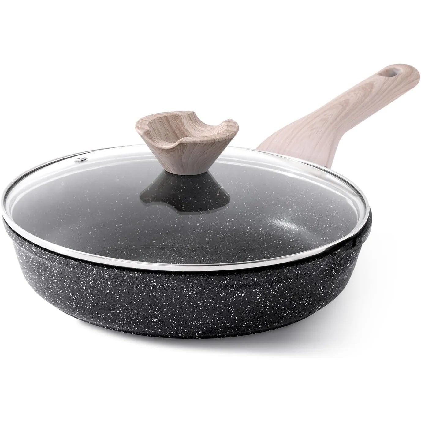 Kordisen Antihaft Bratpfanne mit Deckel, 24 cm Granit Beschichtung Pfanne Induktion, Gesund und Ungiftig, PFOA-frei