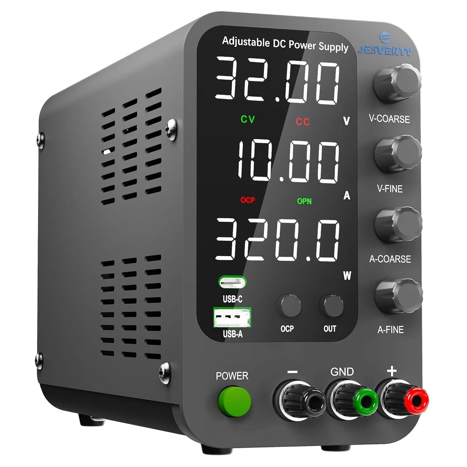 Labornetzteil, Jesverty Labornetzteil DC Regelbar Netzgerät(32V, 10A) mit 20W USB & Type-C Schnell-Ladung, Encoder Cora…
