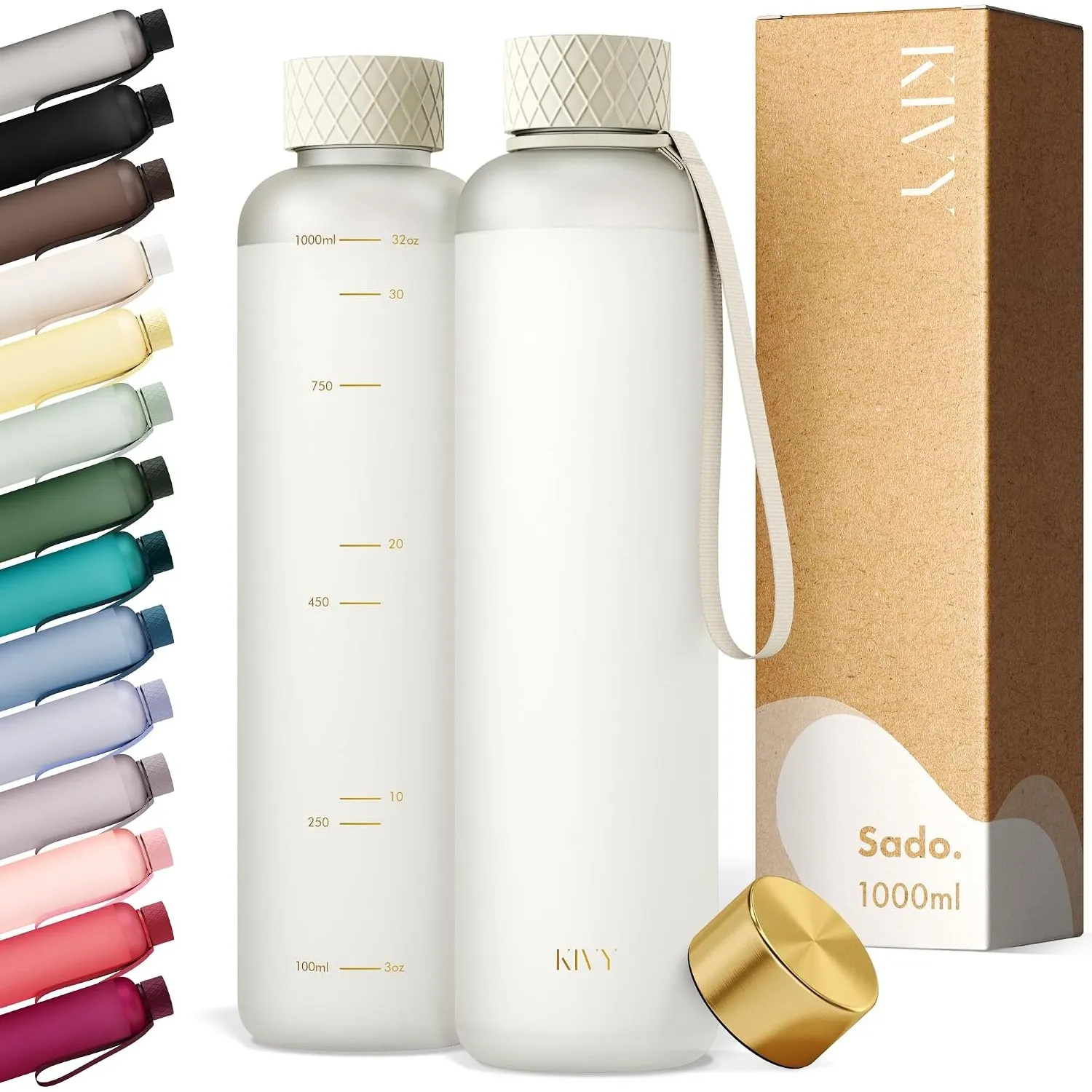KIVY Trinkflasche 1l aus Tritan - Kohlensäure geeignet & Auslaufsicher