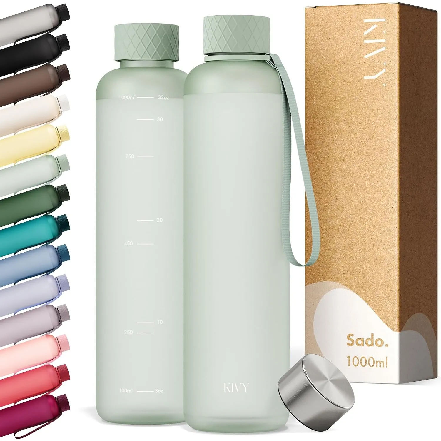 KIVY Trinkflasche 1l aus Tritan - Kohlensäure geeignet & Auslaufsicher