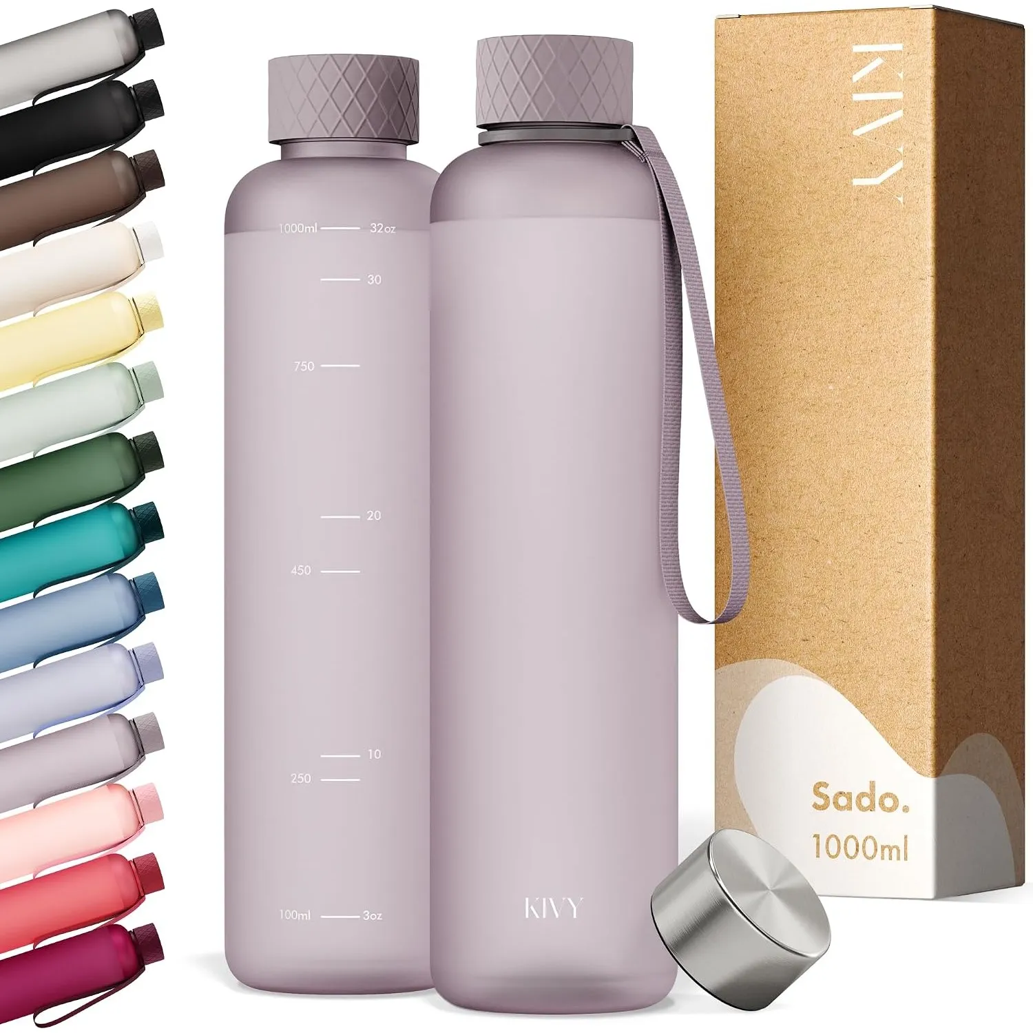 KIVY Trinkflasche 1l aus Tritan - Kohlensäure geeignet & Auslaufsicher