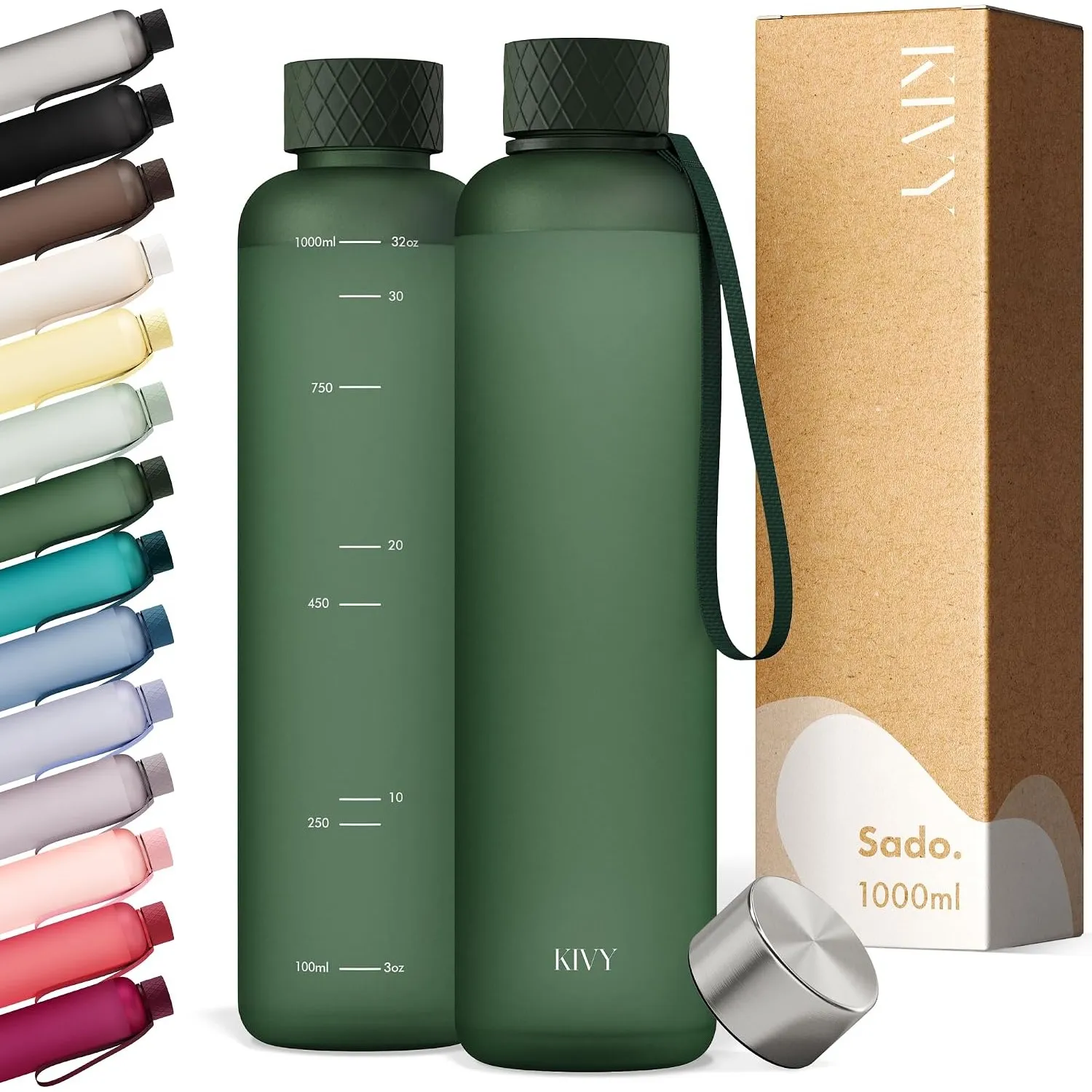 KIVY Trinkflasche 1l aus Tritan - Kohlensäure geeignet & Auslaufsicher