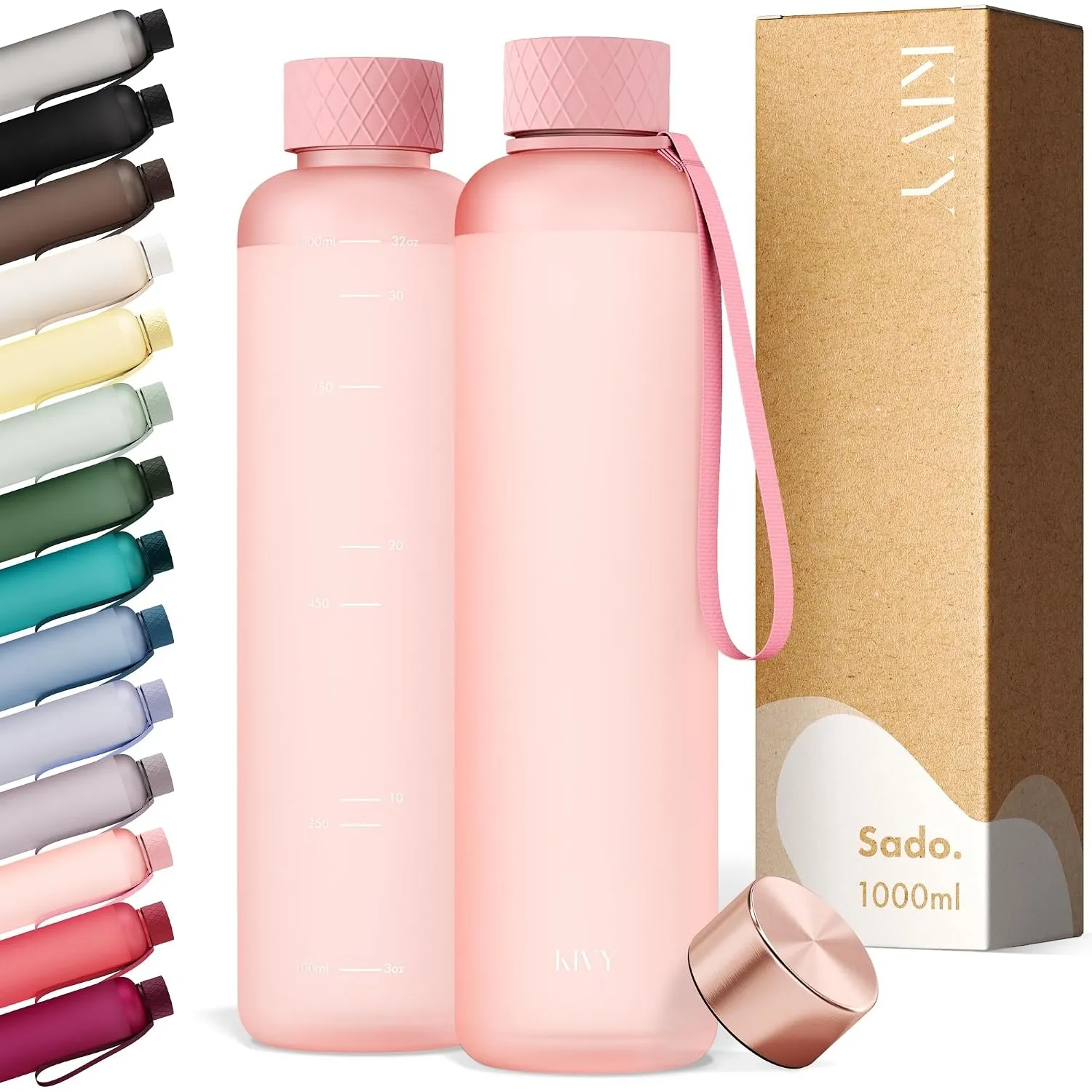 KIVY Trinkflasche 1l aus Tritan - Kohlensäure geeignet & Auslaufsicher