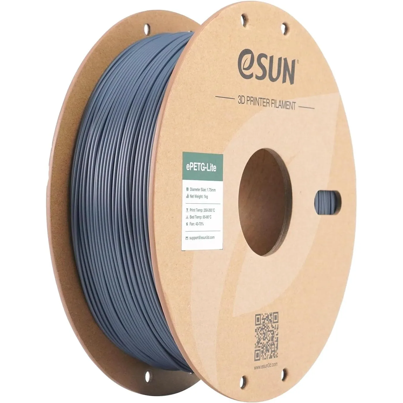 eSUN PETG Filament 1.75mm, hohe Zähigkeit PETG Filament, 1KG Spule (2.2 LBS) 3D-Druck Filament für 3D-Drucker, Grau