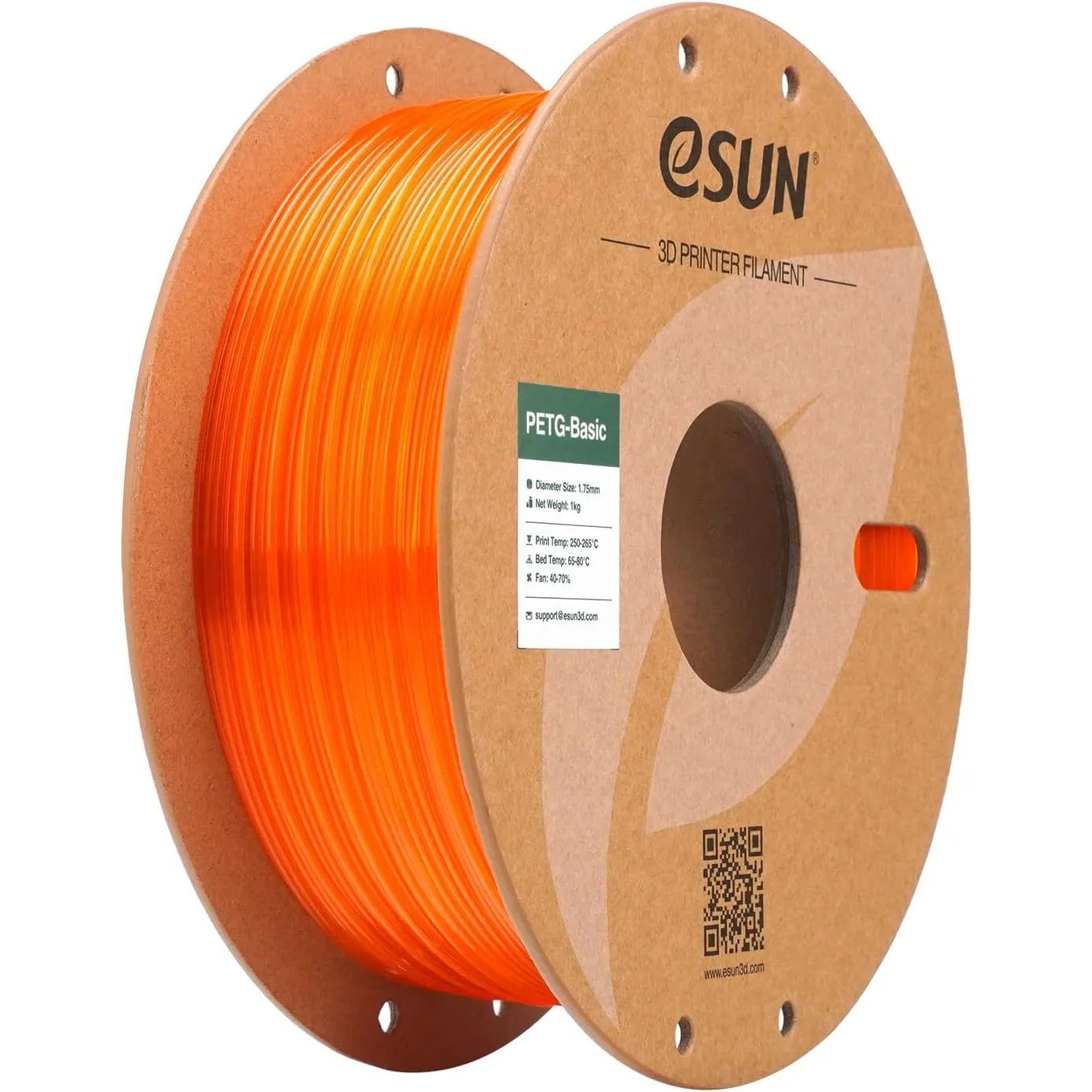 eSUN Hohe Zähigkeit PETG Basic 1.75mm Filament, Transparent Orange, 1KG | Hohe Zähigkeit PETG Filament, 1KG Spule (2.2 …