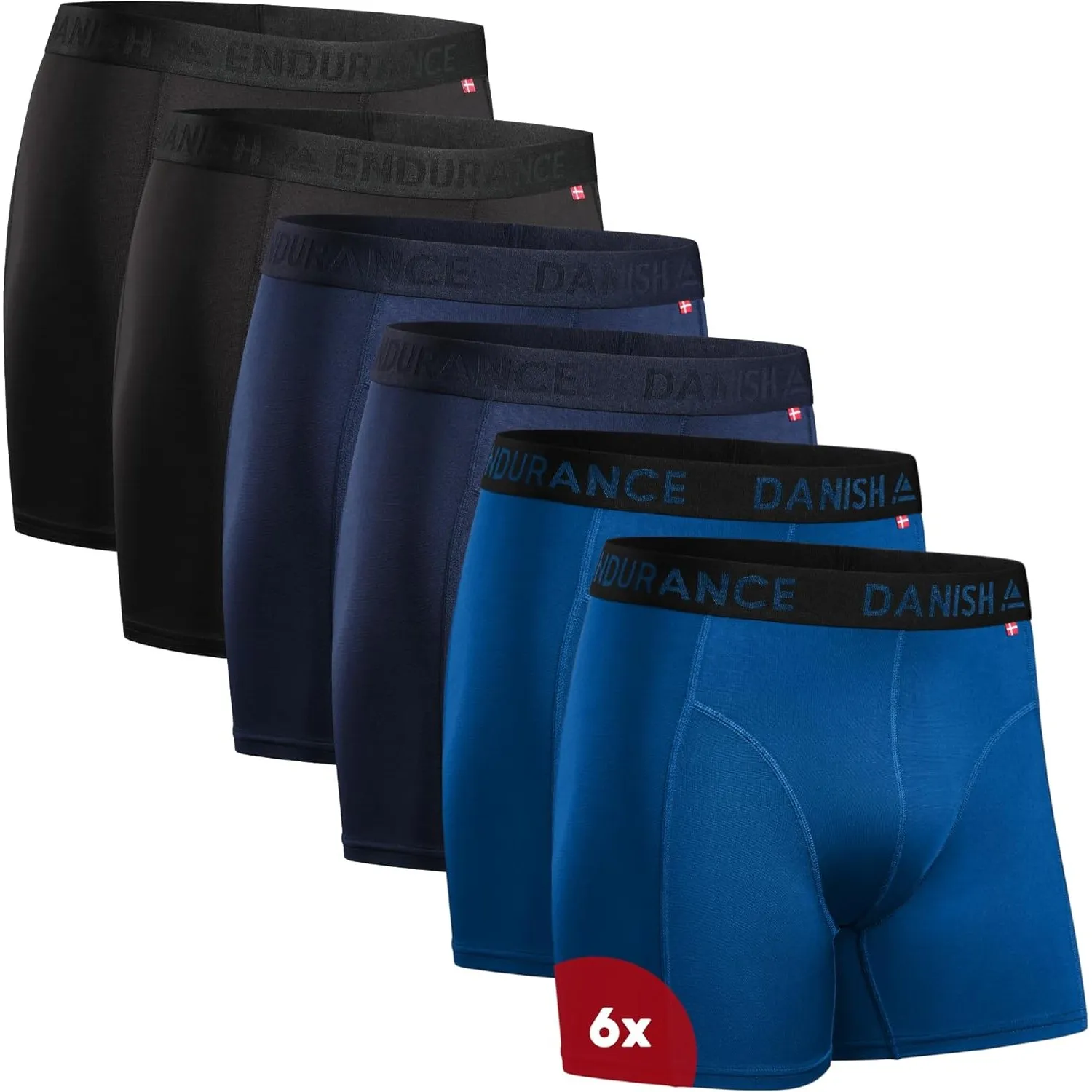 DANISH ENDURANCE 6er Pack Sport Boxershorts Herren, Funktionsunterwäsche, Sportunterwäsche Herren, Elastisch, Geruchsne…
