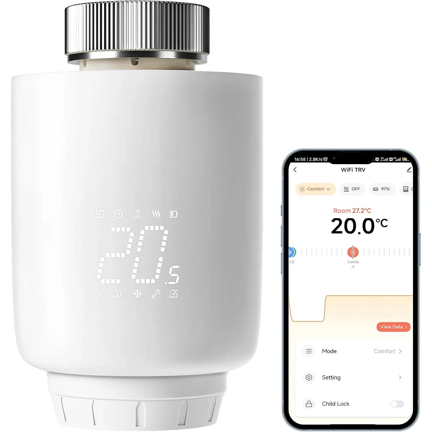 DEWENWILS Smartes Heizkörperthermostat WiFi, Kein Gateway erforderlich