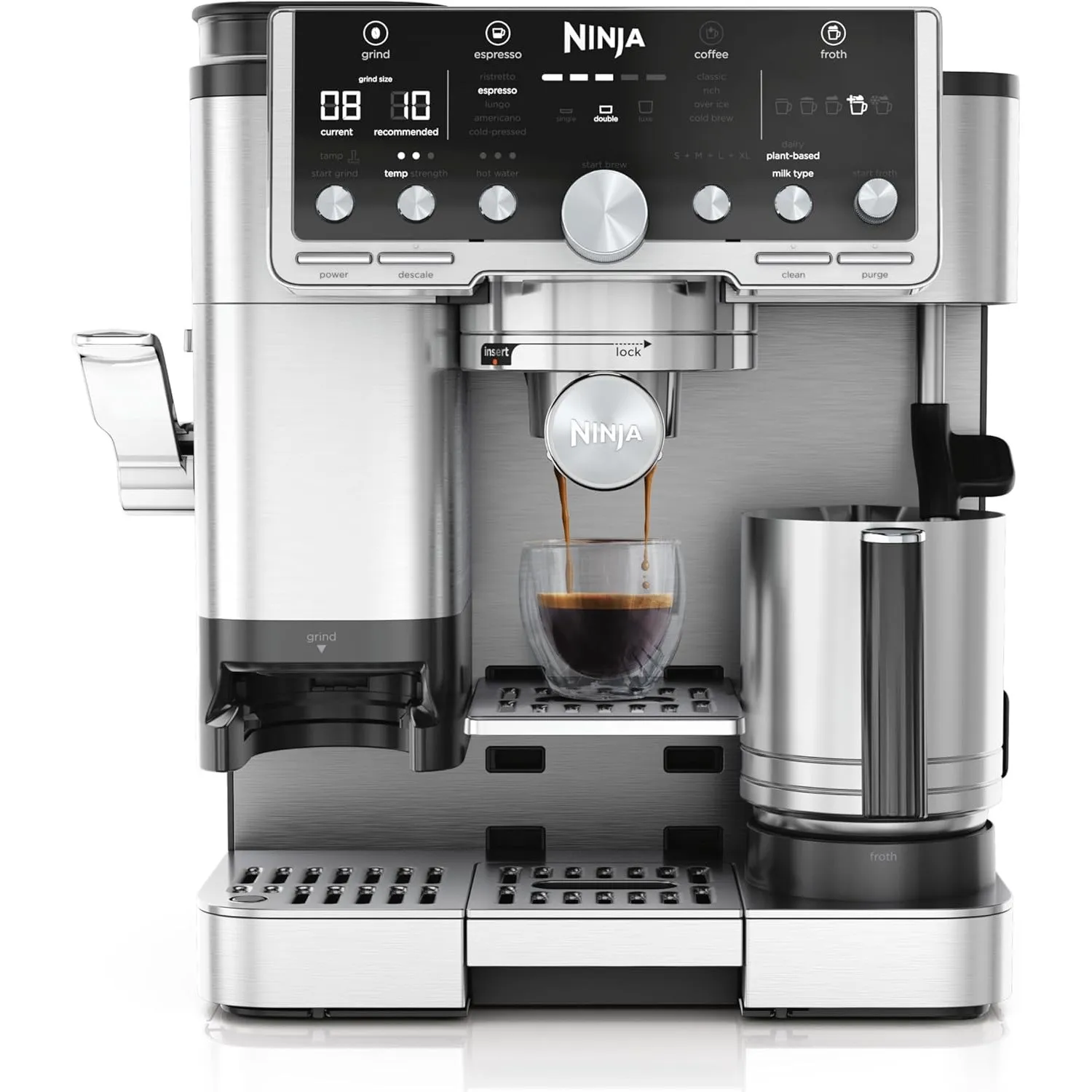 Ninja Luxe Pro 3-in-1-Kaffeemaschine mit Mahlwerk und Aufschäumer für Latte, Cappuccino, Cold Brew & Espresso, einfache…