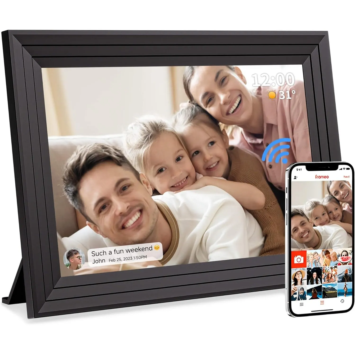 Digitaler Bilderrahmen WLAN Frameo 10,1 Zoll 32GB Luakug | WiFi Elektronischer Digitale Photo Frame 1280x800 HD IPS Tou…
