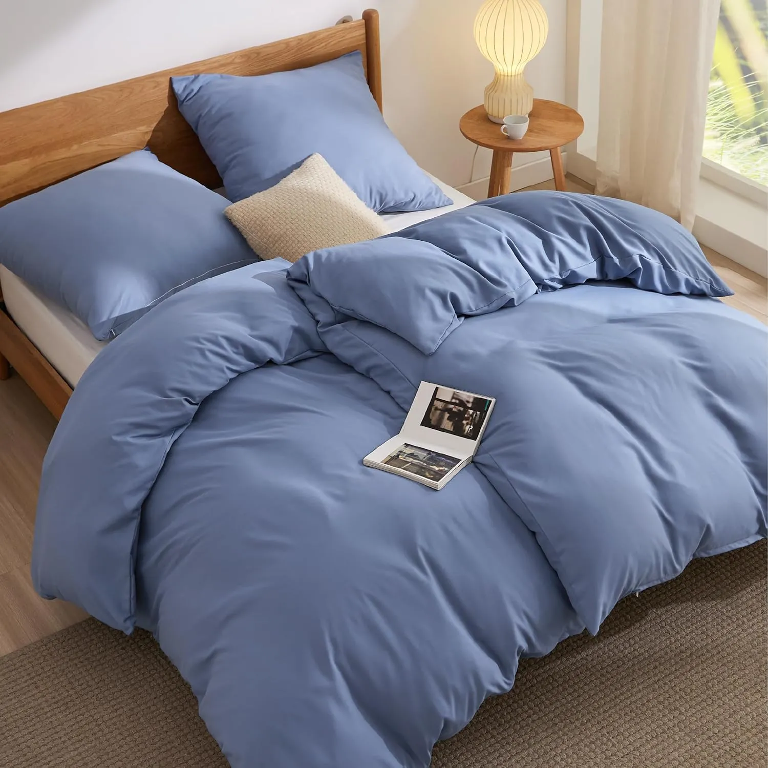 BEDSURE Bettwäsche 135x200 4teilig Schieferblau - 2 Bettbezüge 135x200 cm + 2 Kissenbezüge 80X80 cm, ÖKO-TEX Bettwäsche…