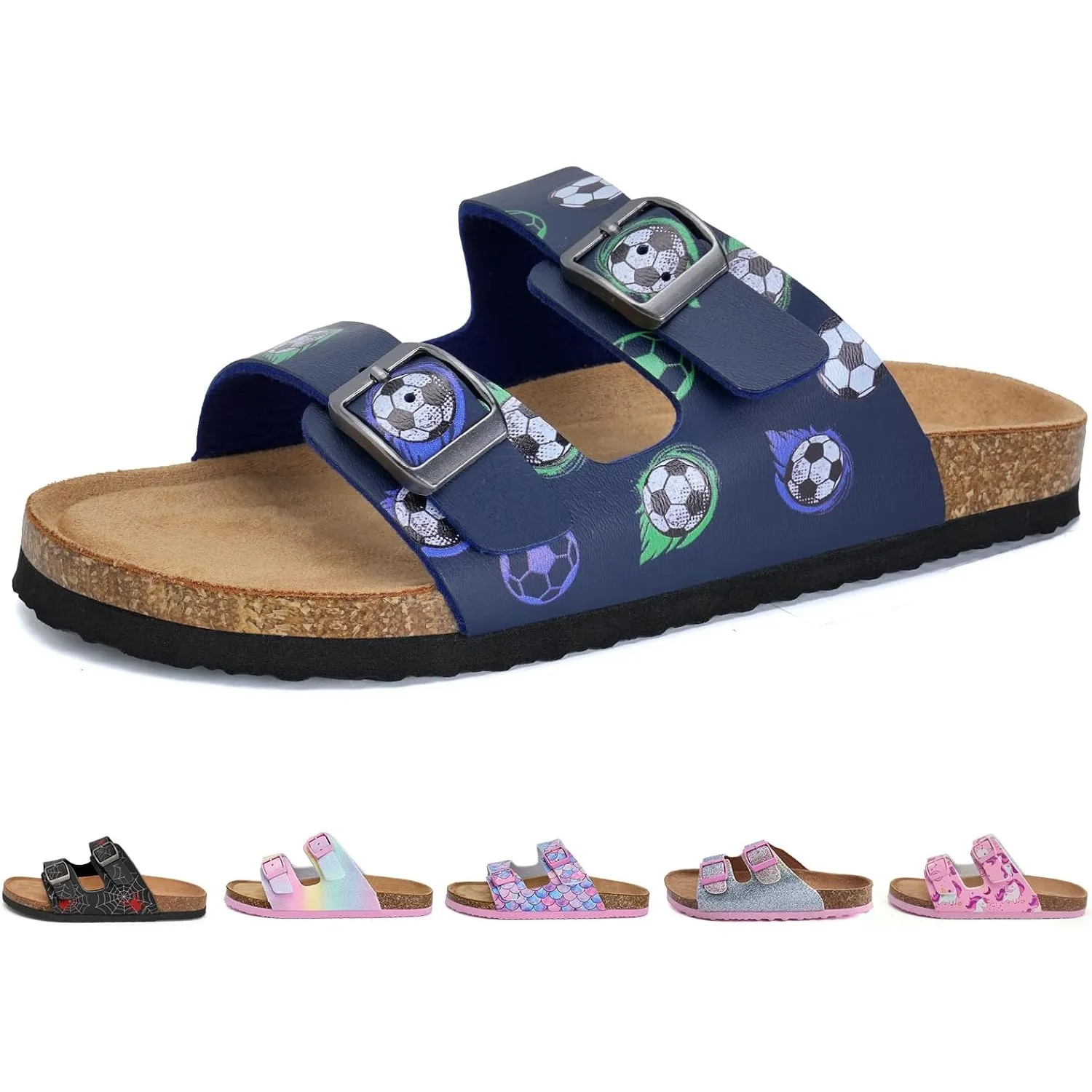 Torotto Kinder Pantoletten Mit Kork Hausschuhe Jungen Mädchen Pantoffeln Riemen Verstellbare Schnalle rutschfeste Badel…