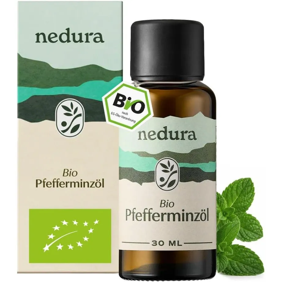 nedura® BIO Pfefferminzöl [100% NATURREIN] - Echtes Pfefferminzöl in Lebensmittelqualität - Belebend & erfrischend - Ät…
