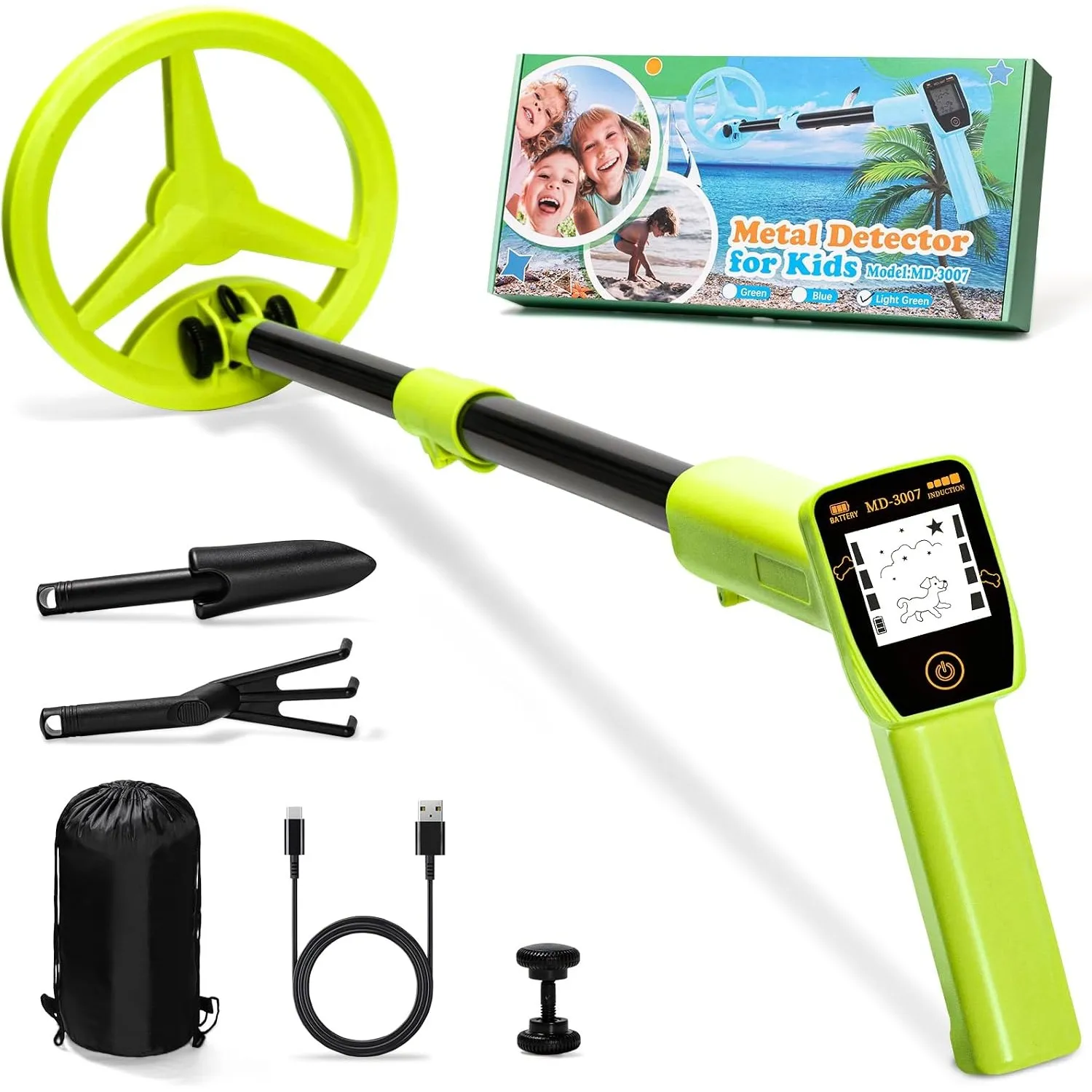 Metalldetektor Kinder, Smofrees Über USB Wiederaufladbarer Kleiner Kinder Metalldetektor, Verstellbarer 60-86cm Tragbar…