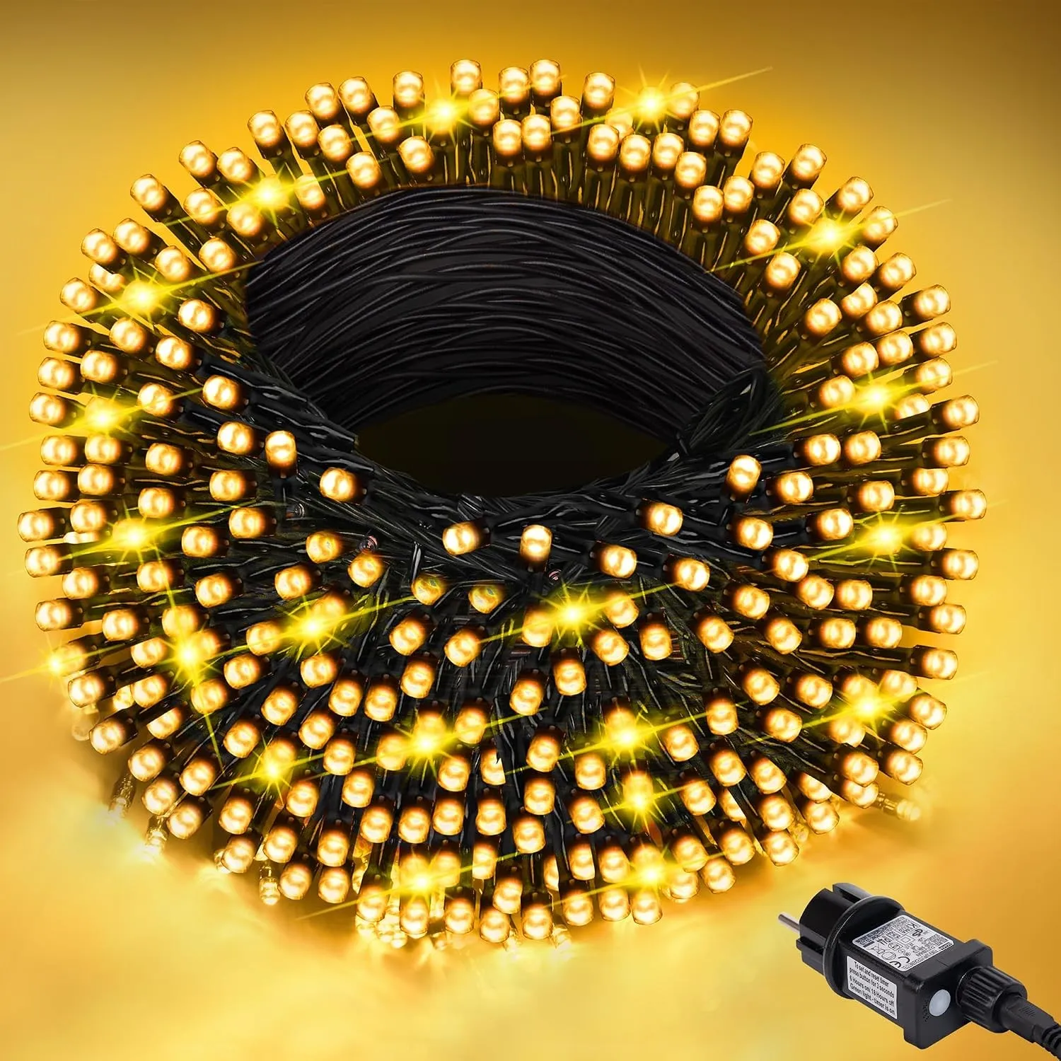 LED Lichterkette Außen, 20 m 200 LED Weihnachtsbaum Lichterkette, 8 Modi LED Lichterkette Innen mit Timing- und Speiche…