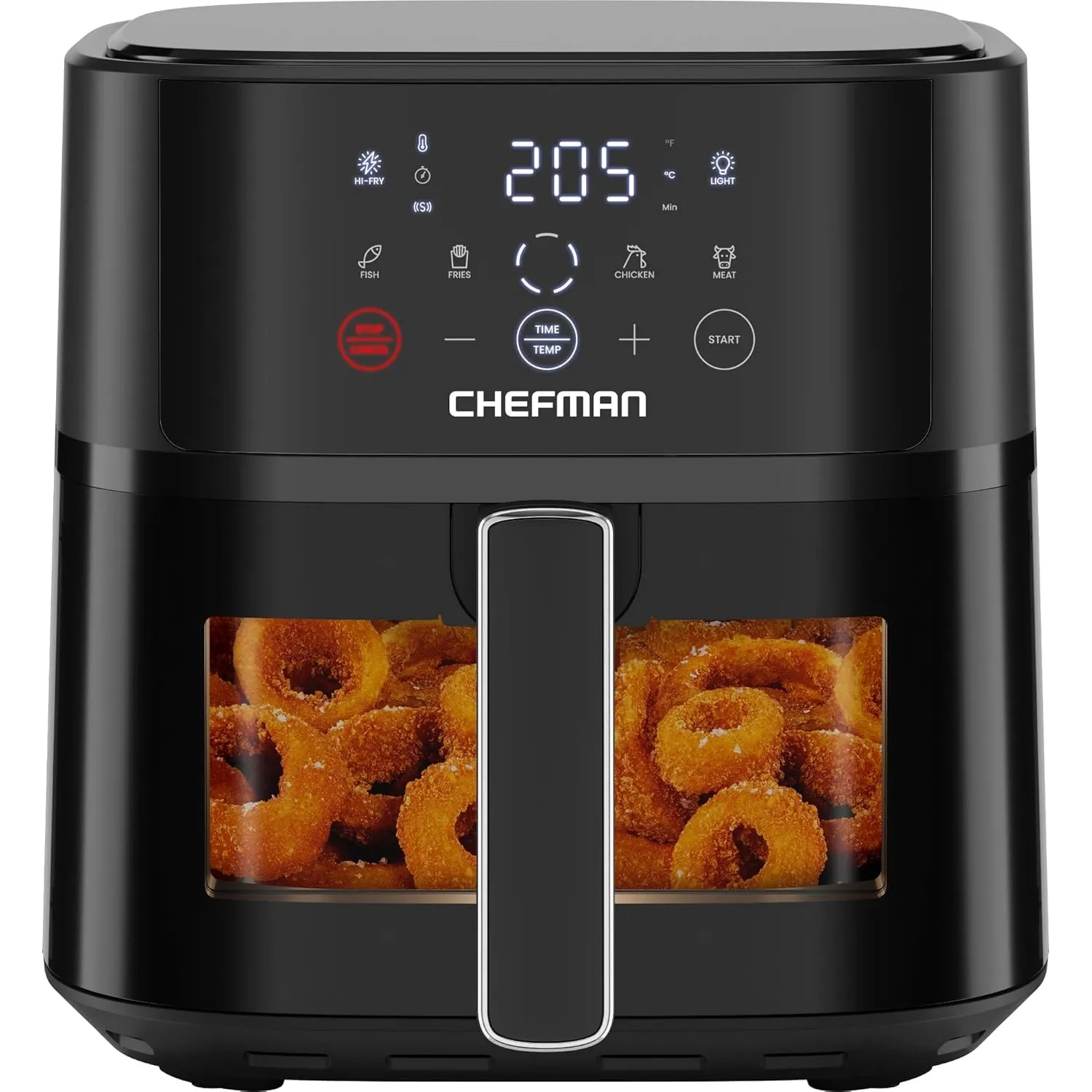Chefman Heißluftfritteuse - 5,7 L kompakte Heissluftfritteuse, mit Hi-Fry Technologie, Sichtfenster, Touch Controls, an…