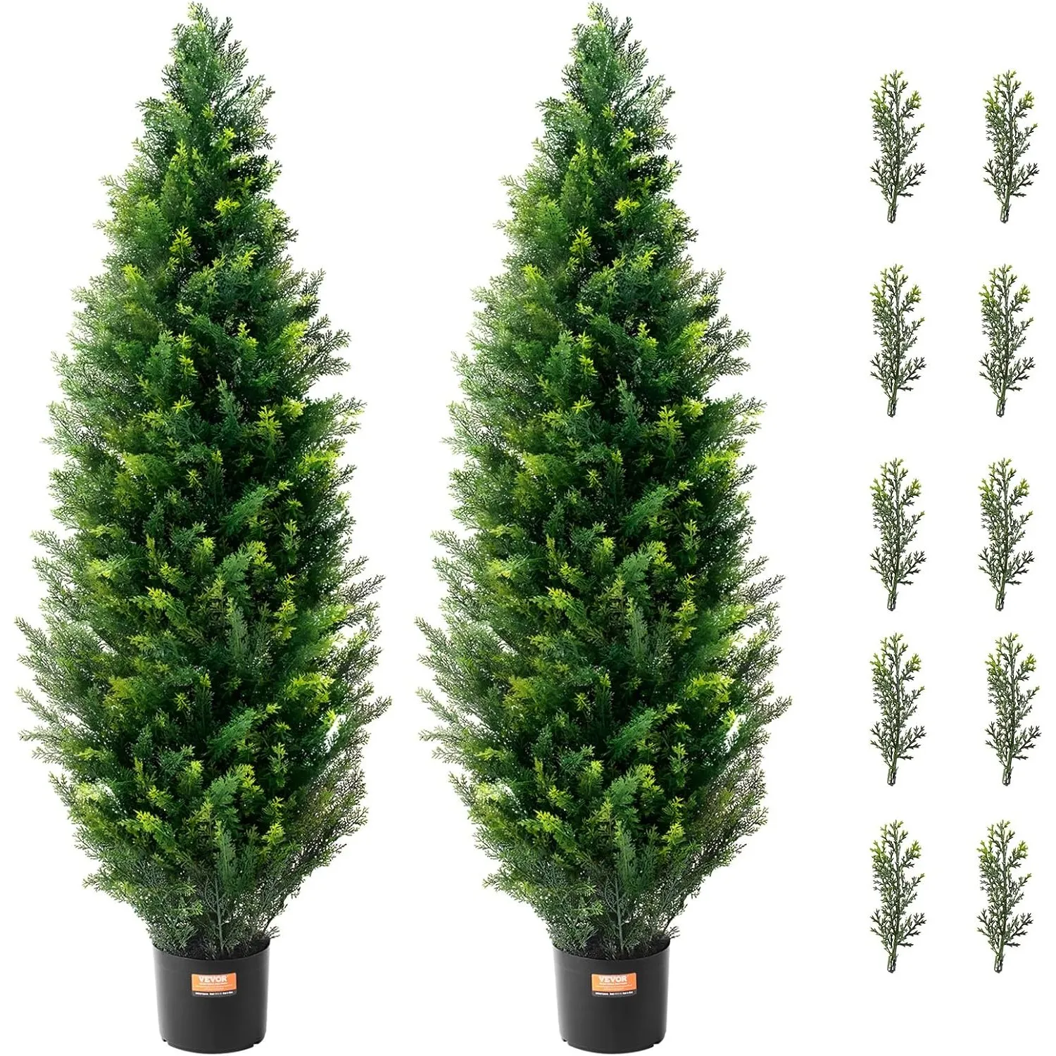 VEVOR Künstliche Zeder, 121,9 cm hoch (2 Stück), mit zusätzlichen Blättern und Topf, künstliche immergrüne Zypressenpfl…