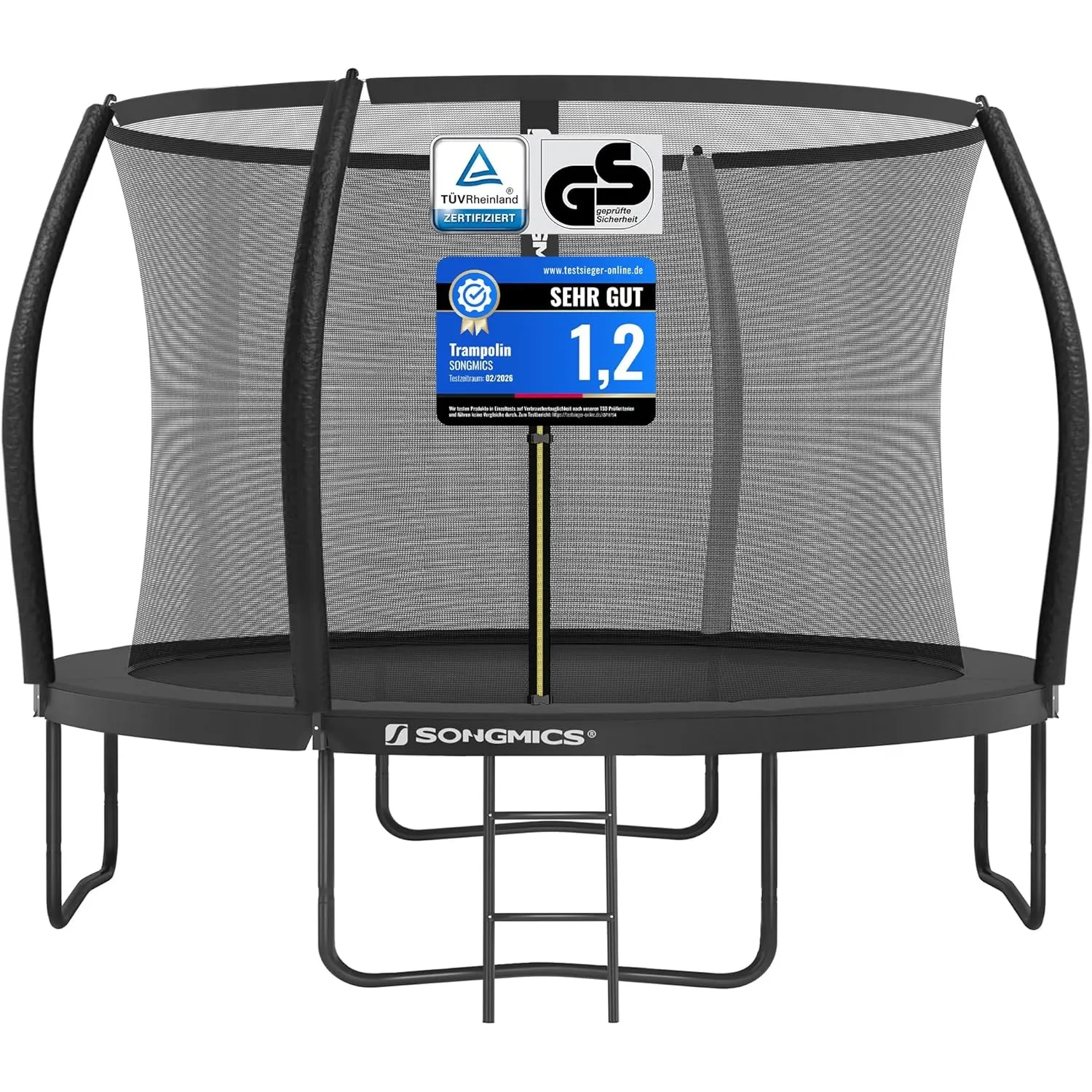 SONGMICS Trampolin Outdoor Ø 244/305/366/427 cm, rundes Gartentrampolin Kindertrampolin mit Sicherheitsnetz, Randabdeck…