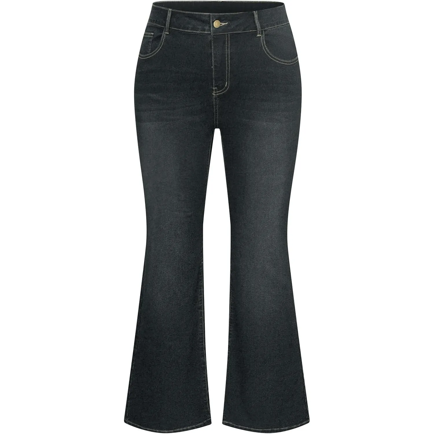 Hanna Nikole Damen Große Größe Bootcut Jeans Hoher Taille Bell Bottom Dehnbare Bootcut Jeans Stretch