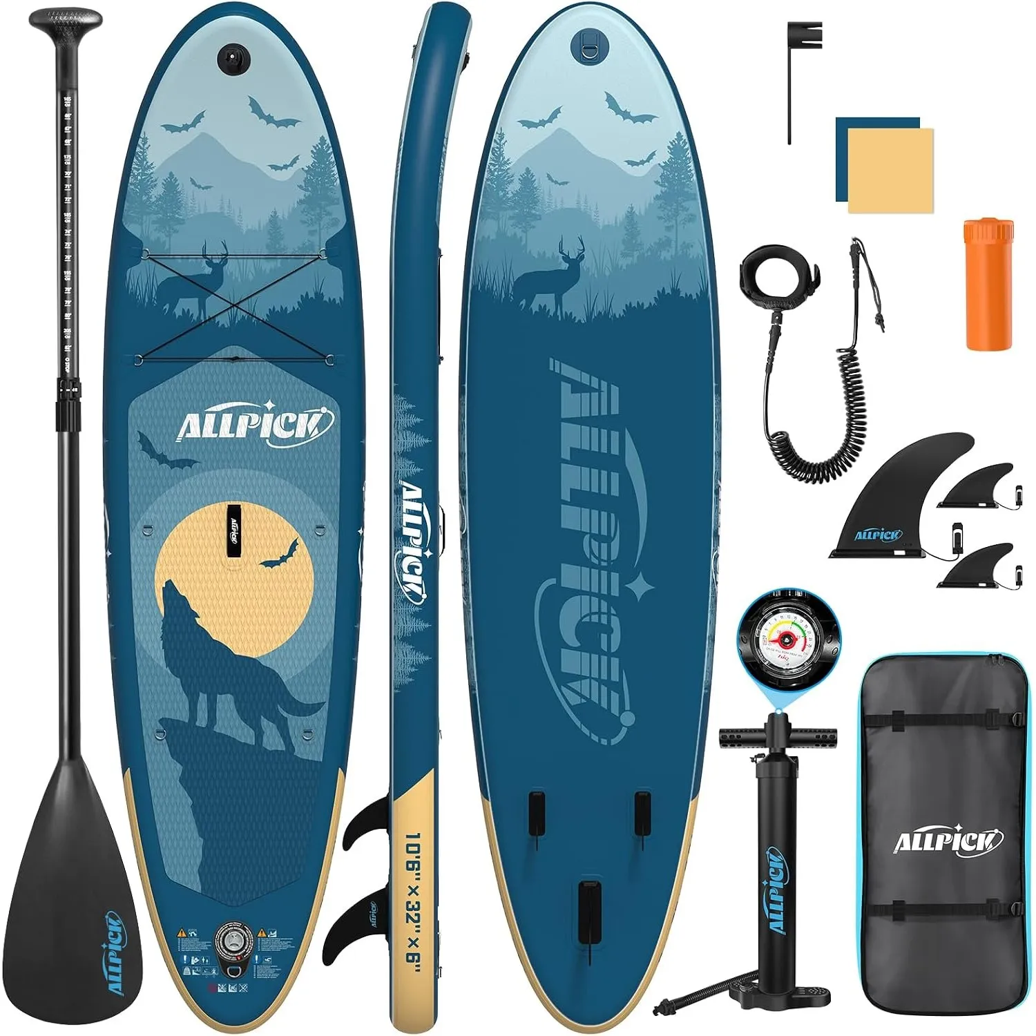 ALLPICK Stand Up Paddling Board Aufblasbar, SUP Board Set, 200kg