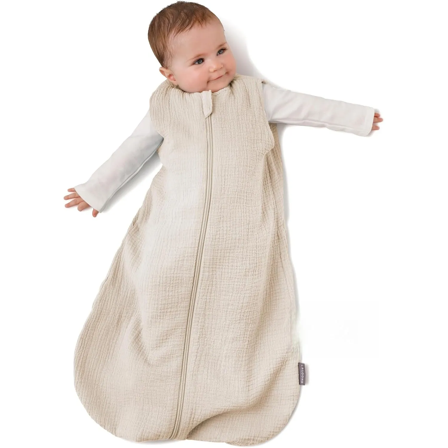 LaLoona Sommerschlafsack Mull, ärmellos - Leichter Baby Schlafsack ohne Ärmel für Sommer und Frühling, 0.5 TOG, 100% Ba…