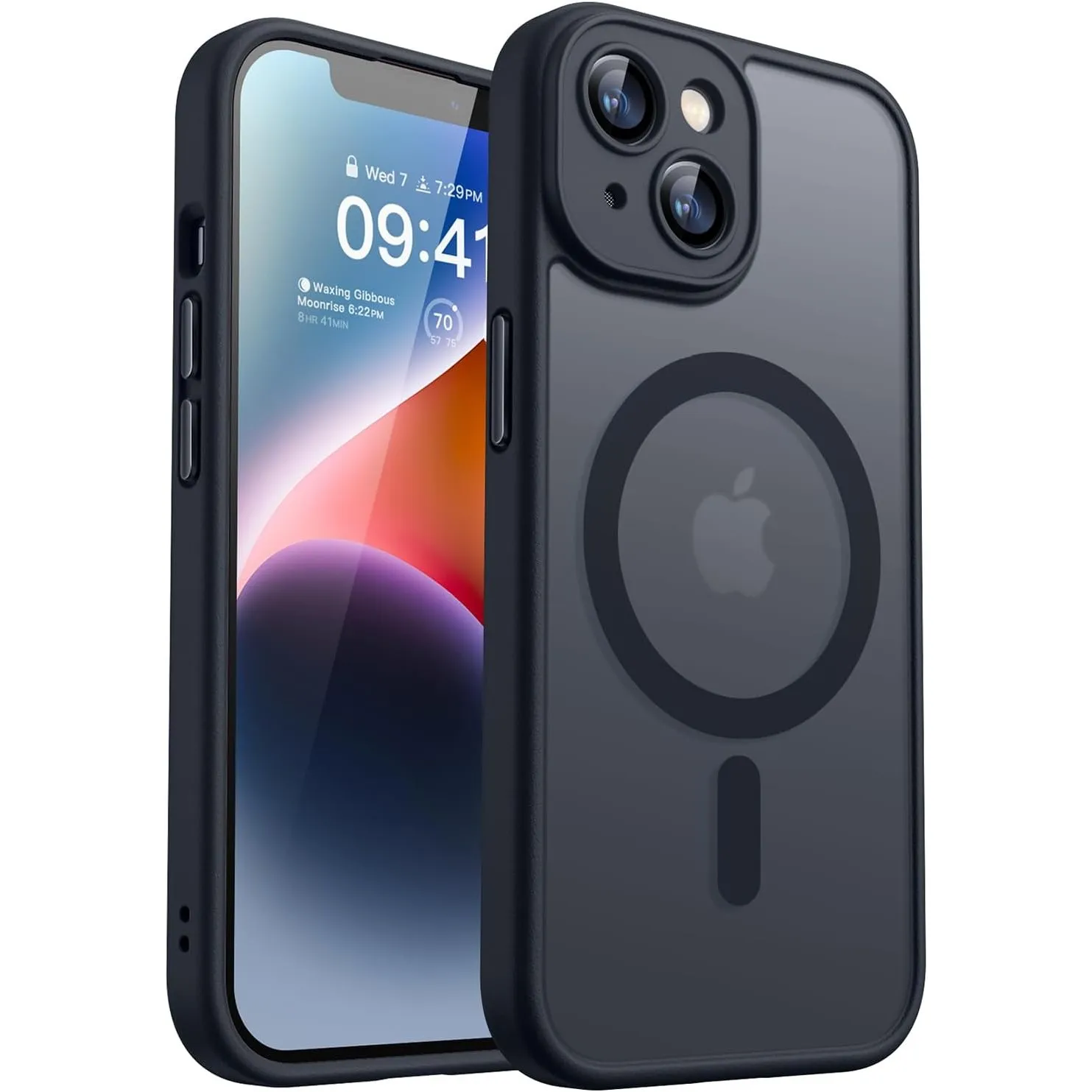 CANSHN für iPhone 14 Hülle mit Kameraschutz, Schwarz