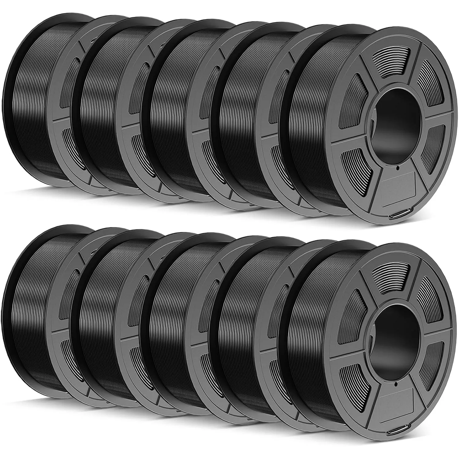 TECBEARS PETG Filament 1.75 mm Schwarz 10 kg, Stärker Zähigkeit PETG 3D Drucker Filament, 10 Spulen, 1kg pro Spule, Maß…