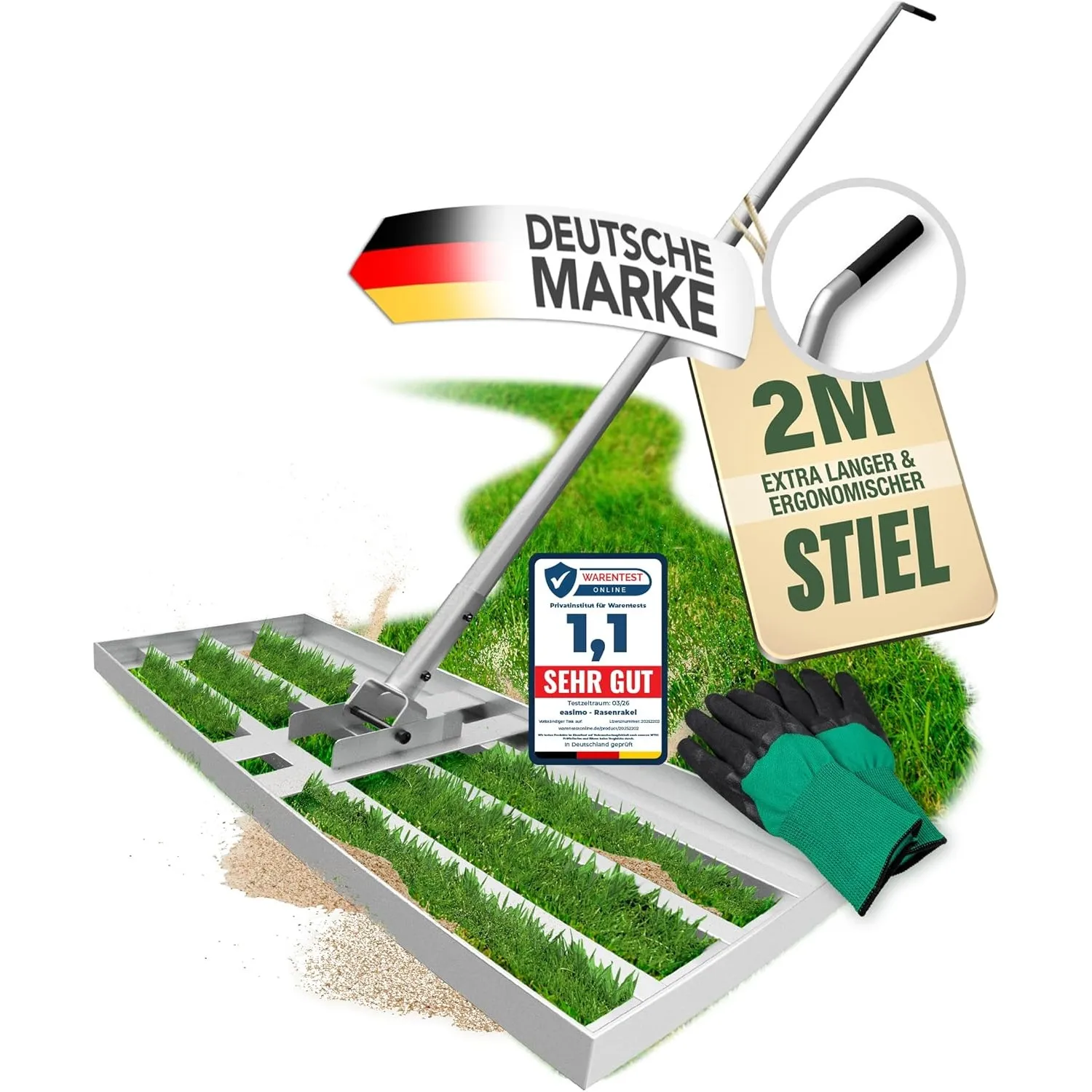 Rasen Rakel 80x30 cm - Hochwertiges Rasenpflege | Werkzeug zur Bodenebenheit, Gartenpflege & Rasenpflege | Robuste Stah…