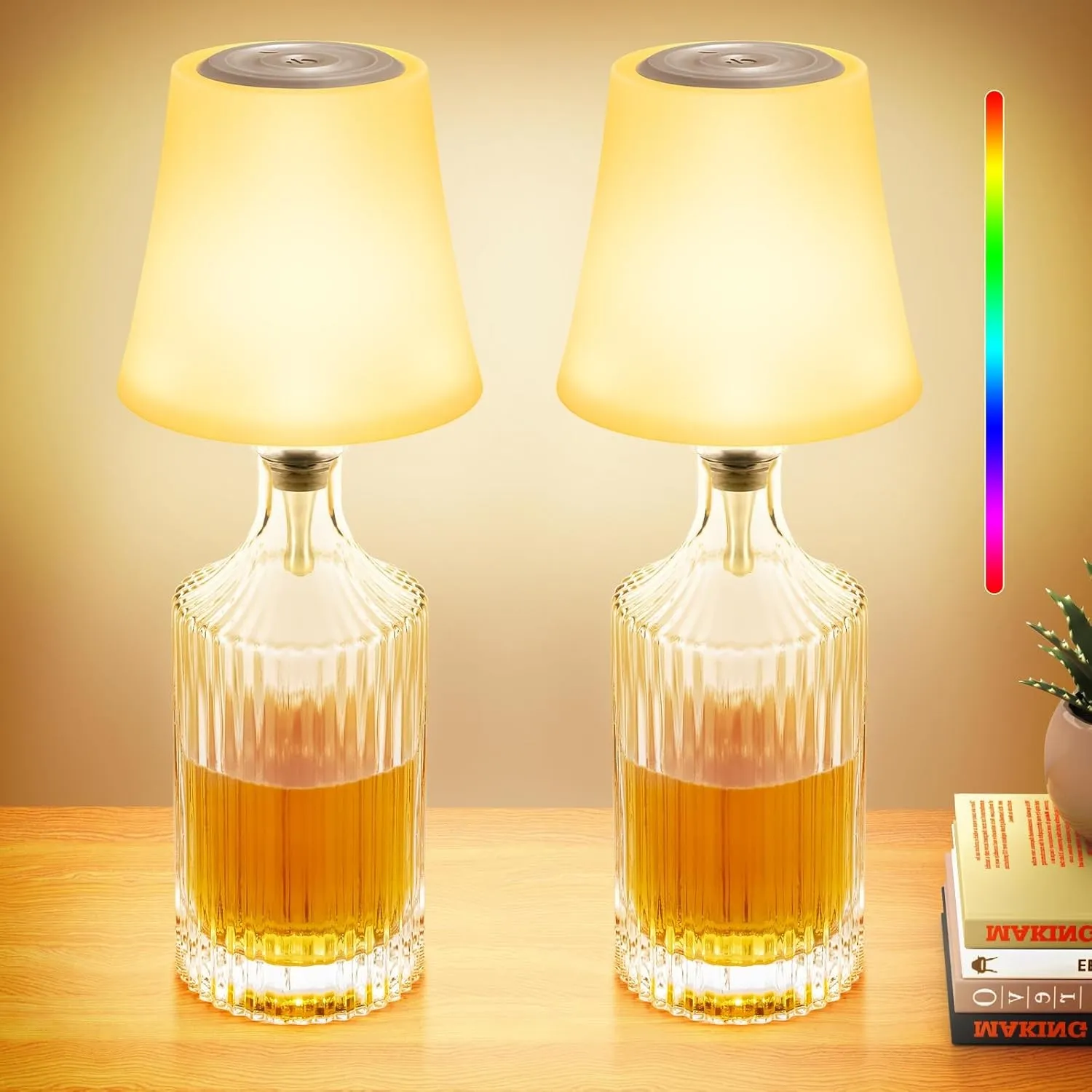 LED Akku Flaschenlampe, Touch Kabellose Tischleuchte mit 7 Modi Stufenlos