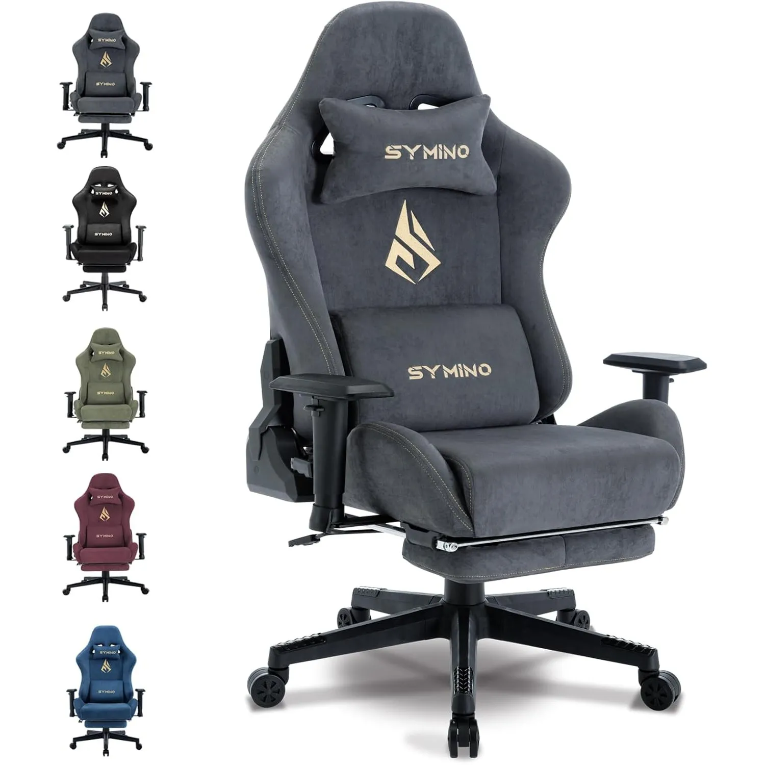 Symino Gaming Stuhl, Atmungsaktiver Bürostuhl aus Hochwertigem Stoff, So Weich Wie Pelz, Ergonomischer PC-Stuhl, Verste…