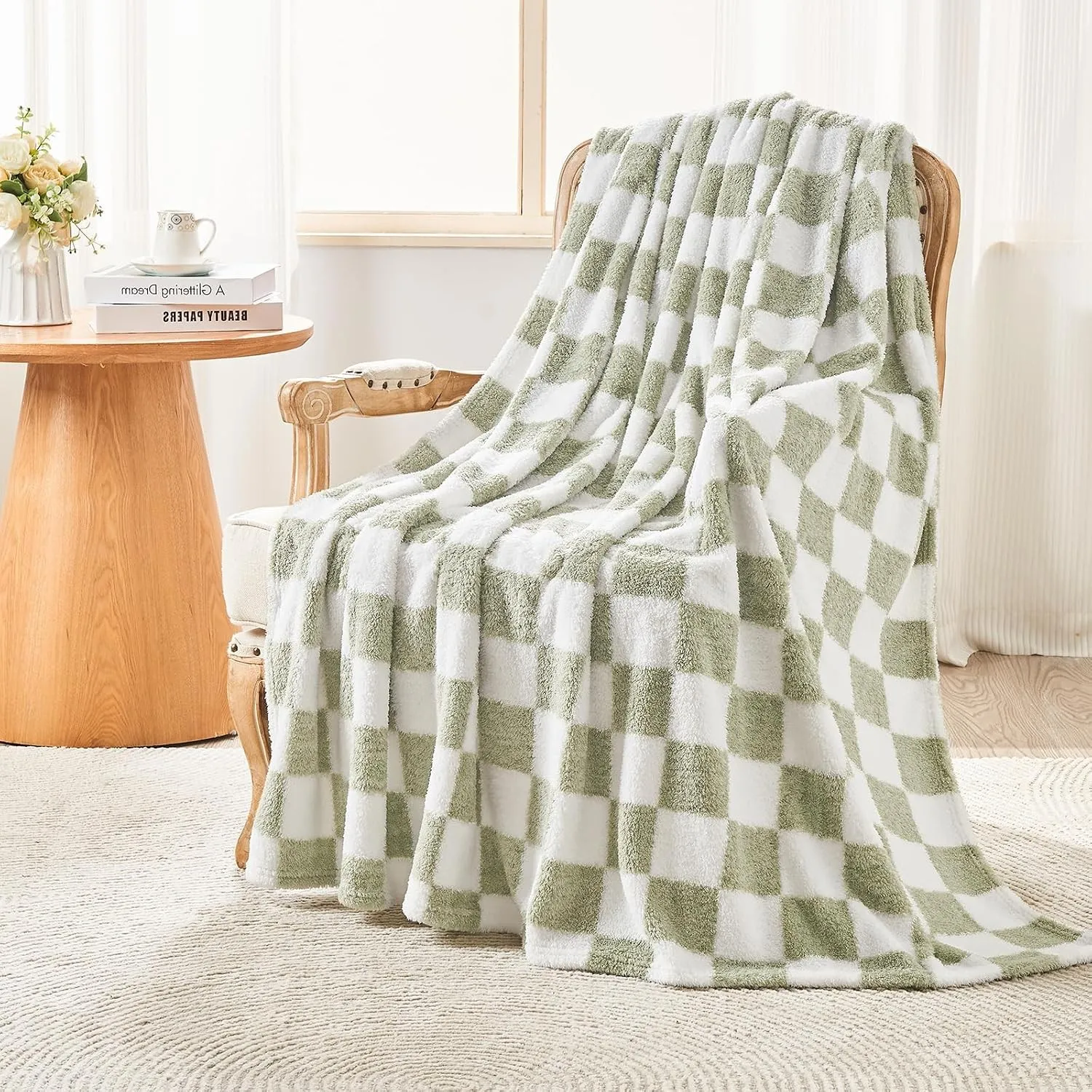 EMME Kuscheldecke 150x200 Fleece Weich Warm Flauschig Grün Tagesdecke