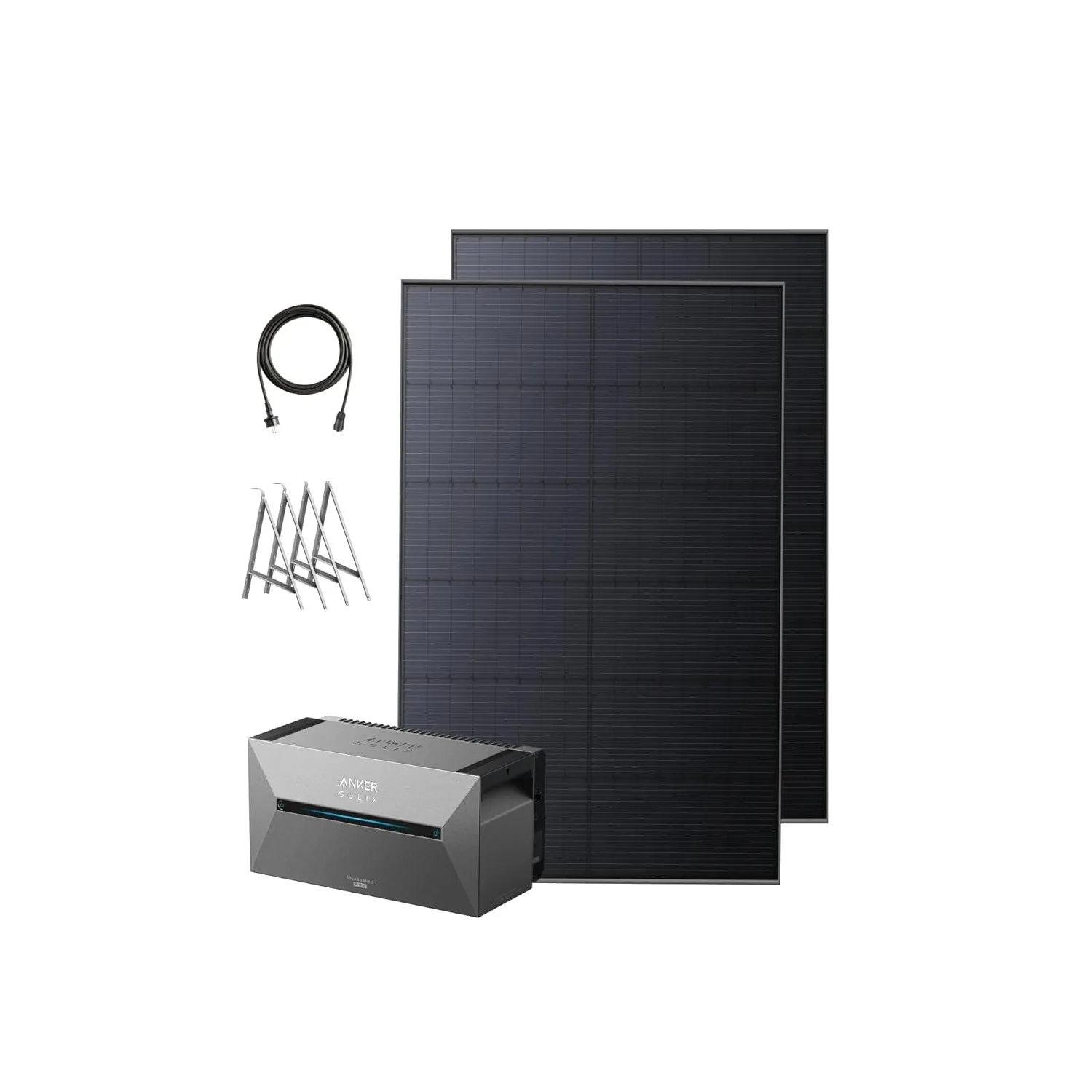 Anker SOLIX 2 Pro 0% VAT, Balkonkraftwerk mit Speicher, 1000W/1600Wh LiFePO4, 2× 500W Panel, Balkonhalterung, 4 MPPTs 2…