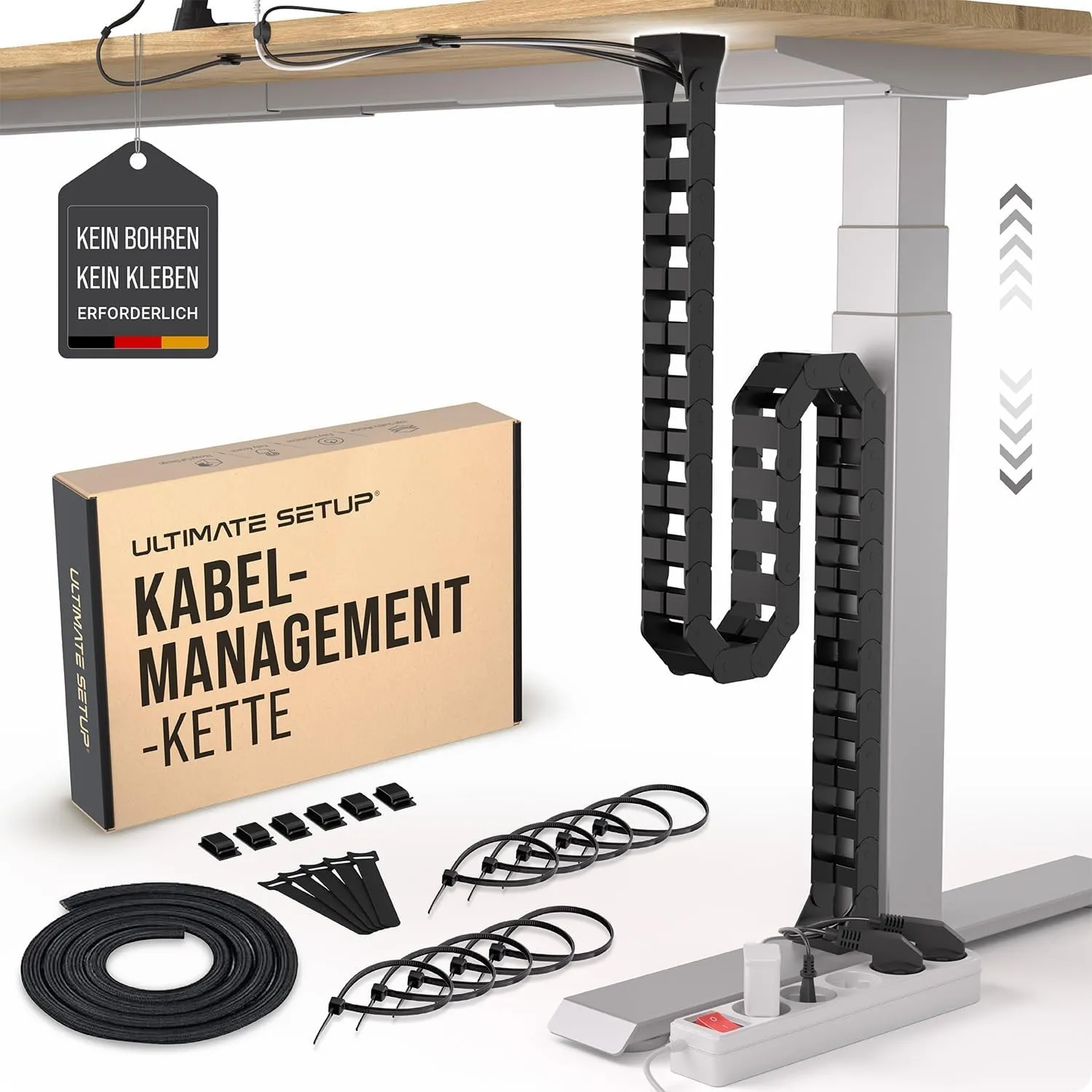 Kabelführung Schreibtisch - Flexible Kabelschlange, Kabelkette (Schwarz)