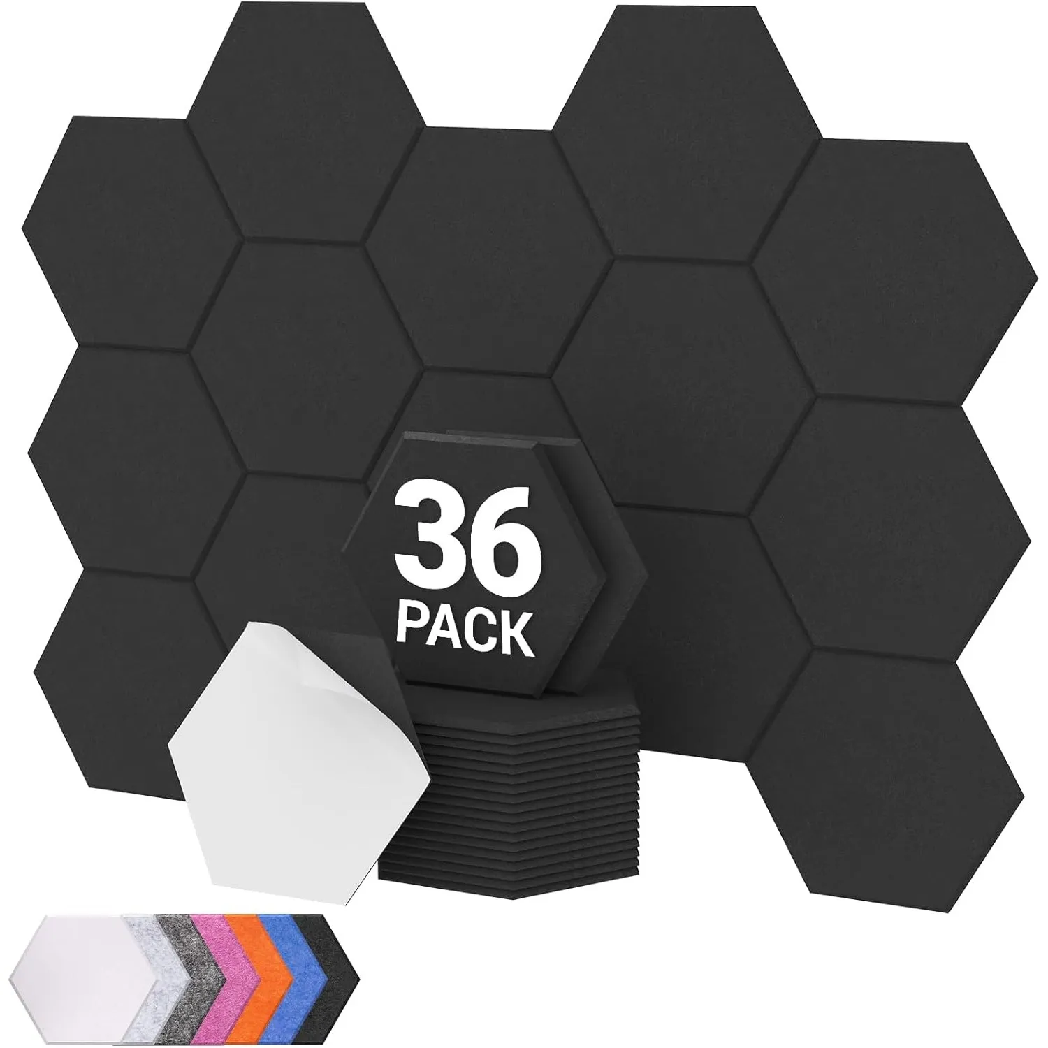 Hexagon Akustikplatten selbstklebend 36 Stücke,TONOR Schallabsorber Schallschutz mit Hochdichte Wandfliesen Schall Dämm…